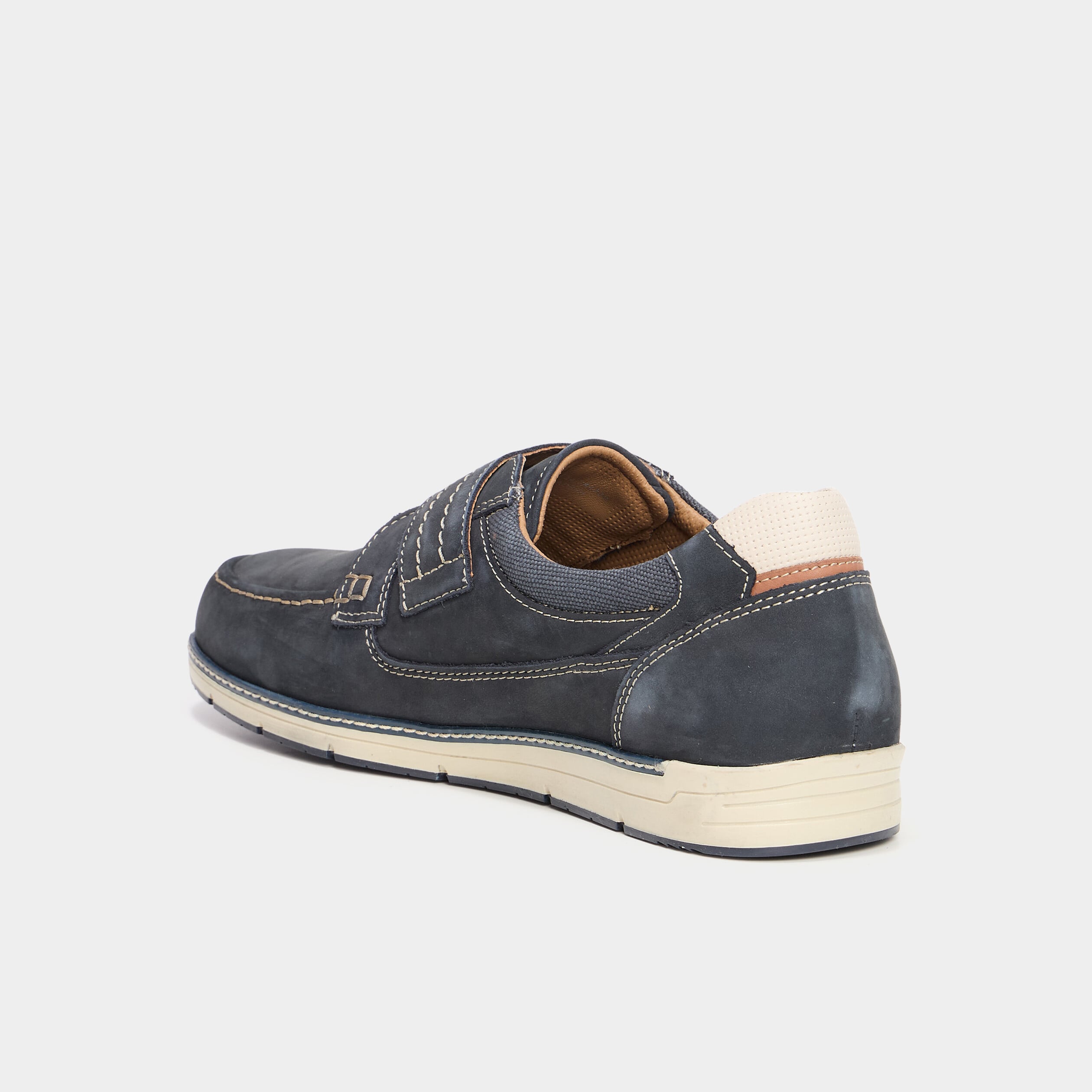 Chaussures bateau en cuir bleu homme