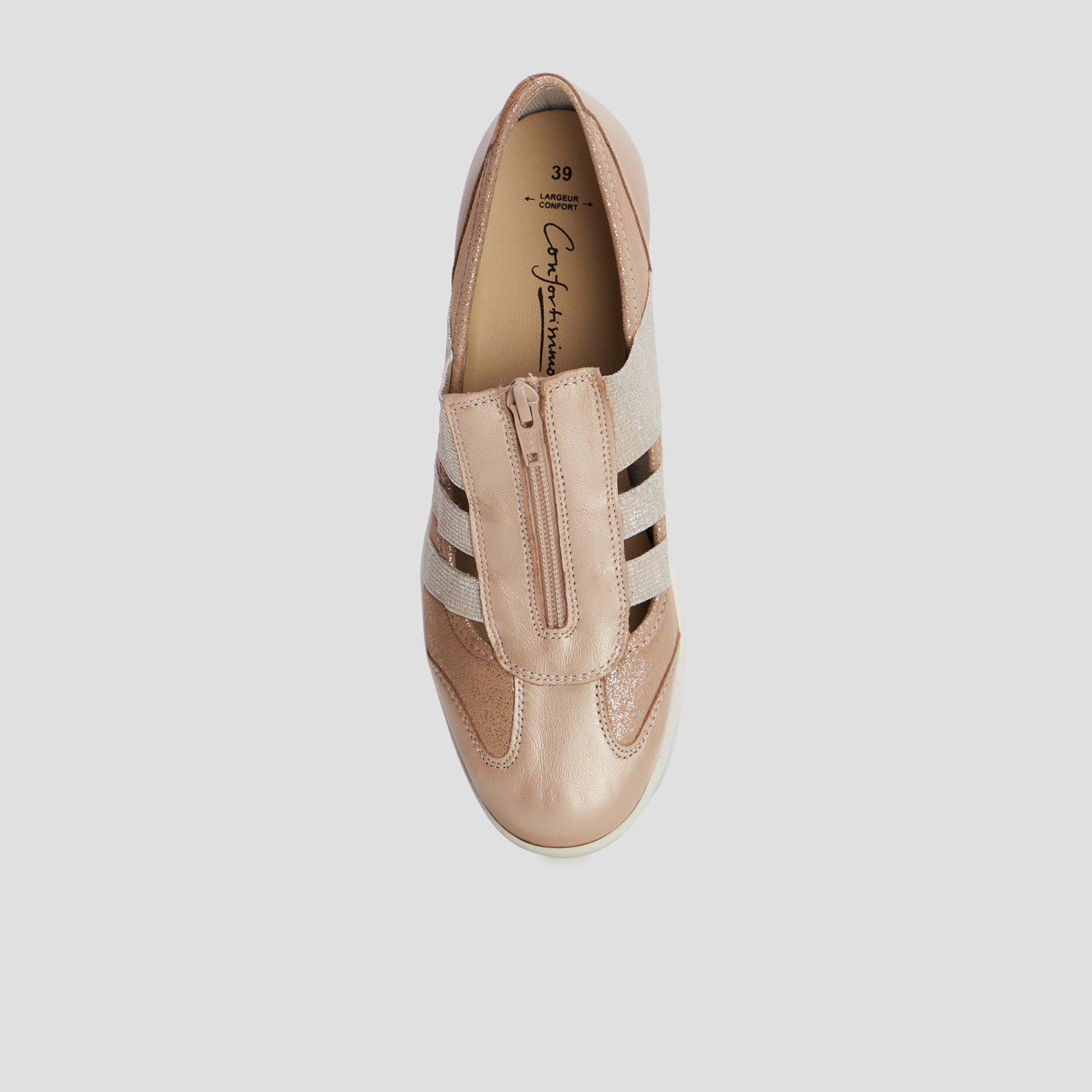 derbies zippees pied large sable femme Derbies zippées pied large sable femme