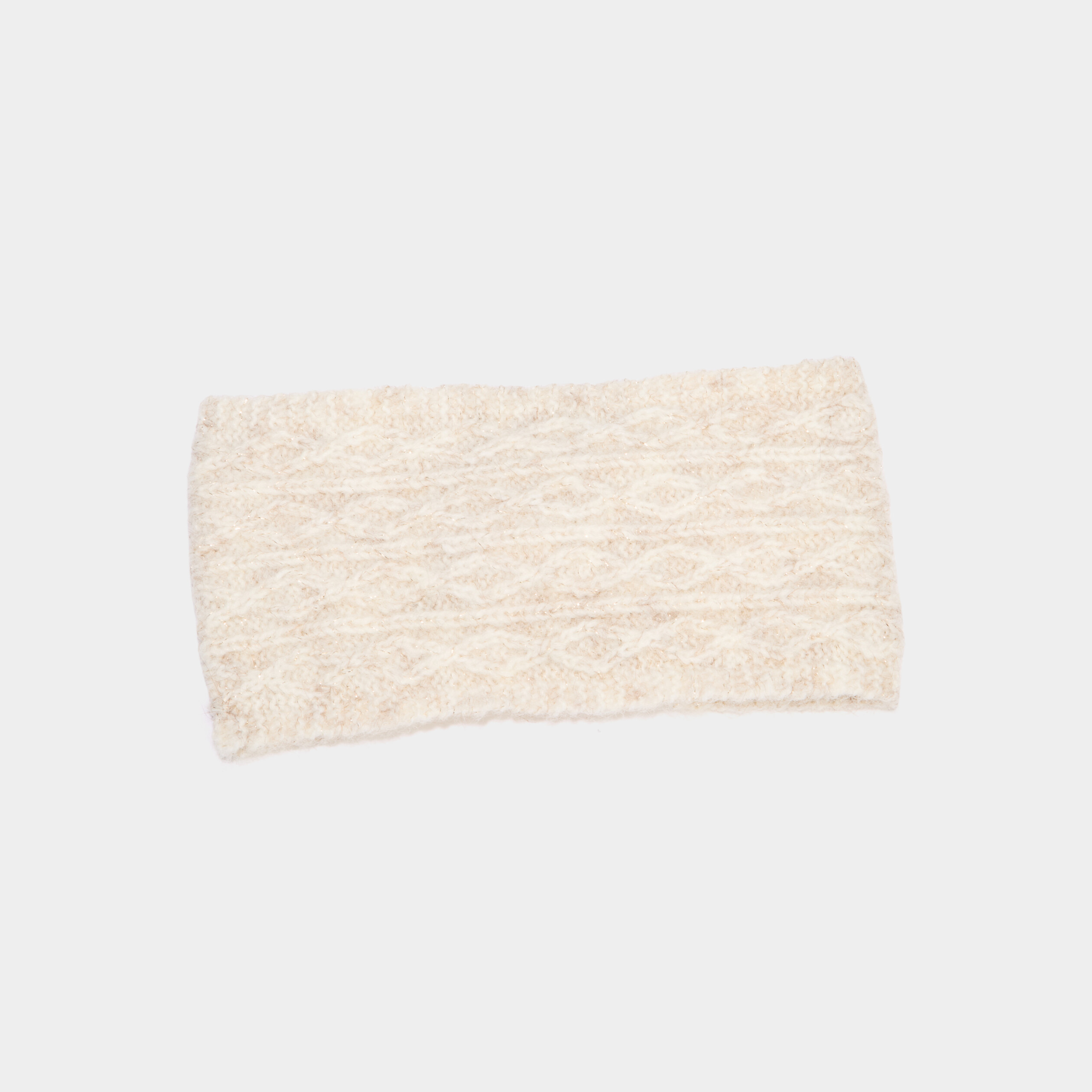 Bandeau tricot&eacute; &agrave; torsades sable femme