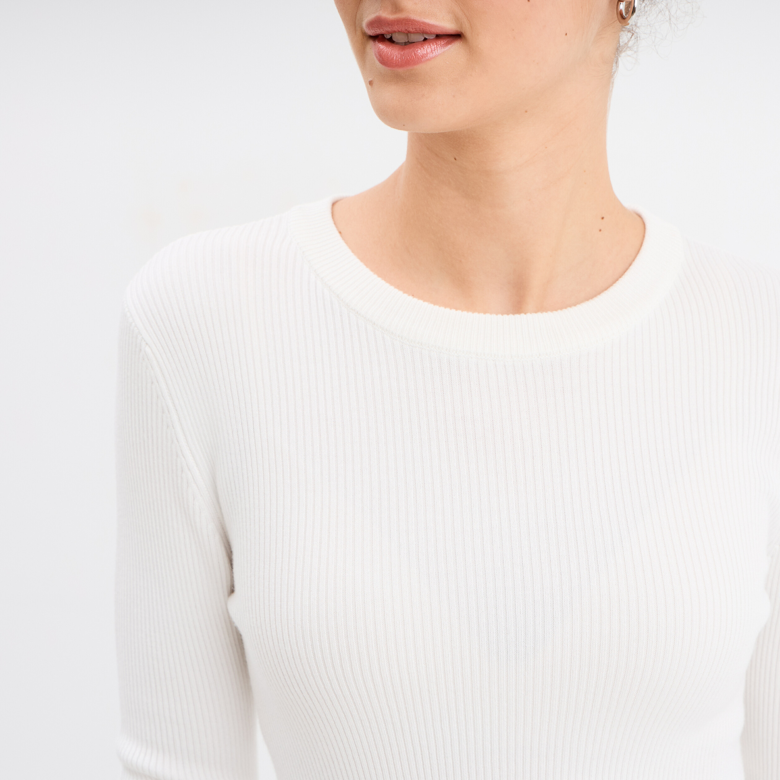 Pull c&ocirc;tel&eacute; manches longues Creeks blanc femme