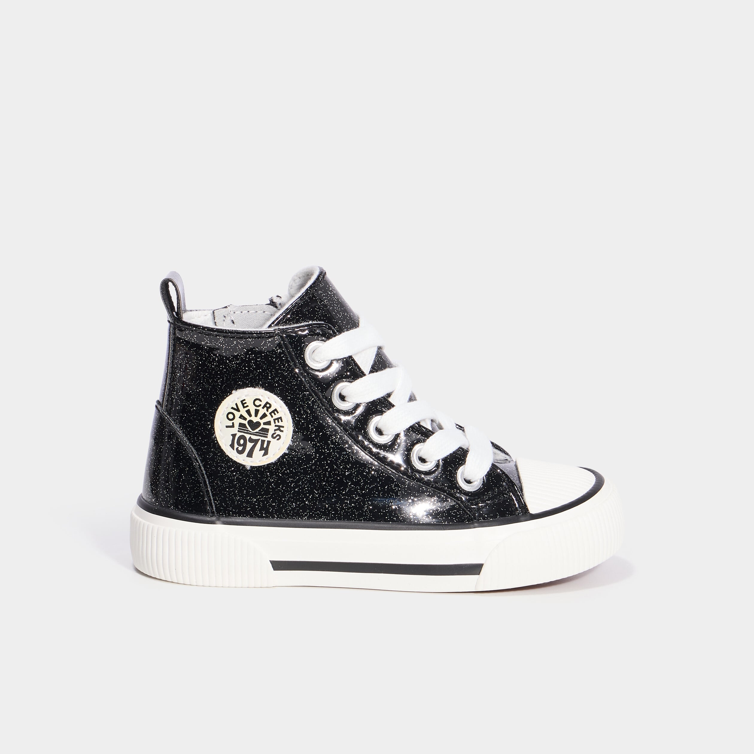 Baskets zipp&eacute;es montantes bout renforc&eacute; noir fille