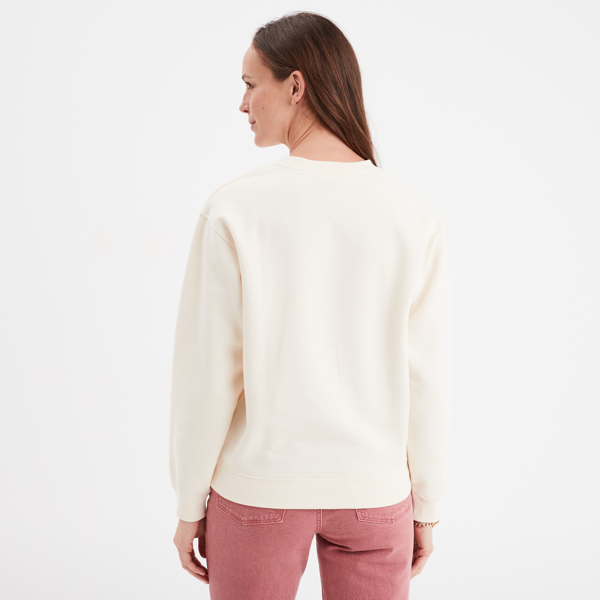 sweat col rond a paillettes sable femme Sweat col rond à paillettes sable femme