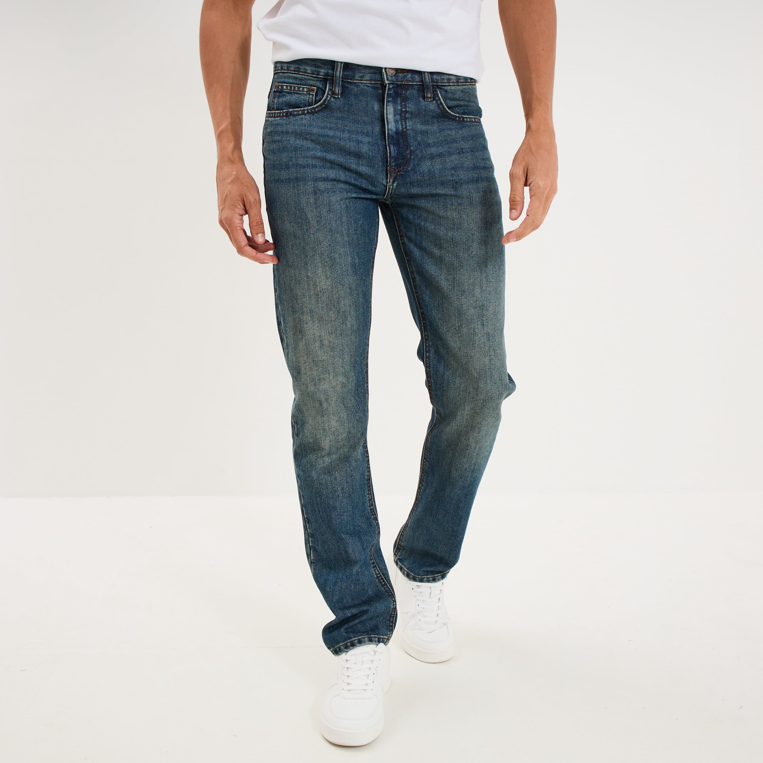Jeans straight denim 5 poches denim dirty homme