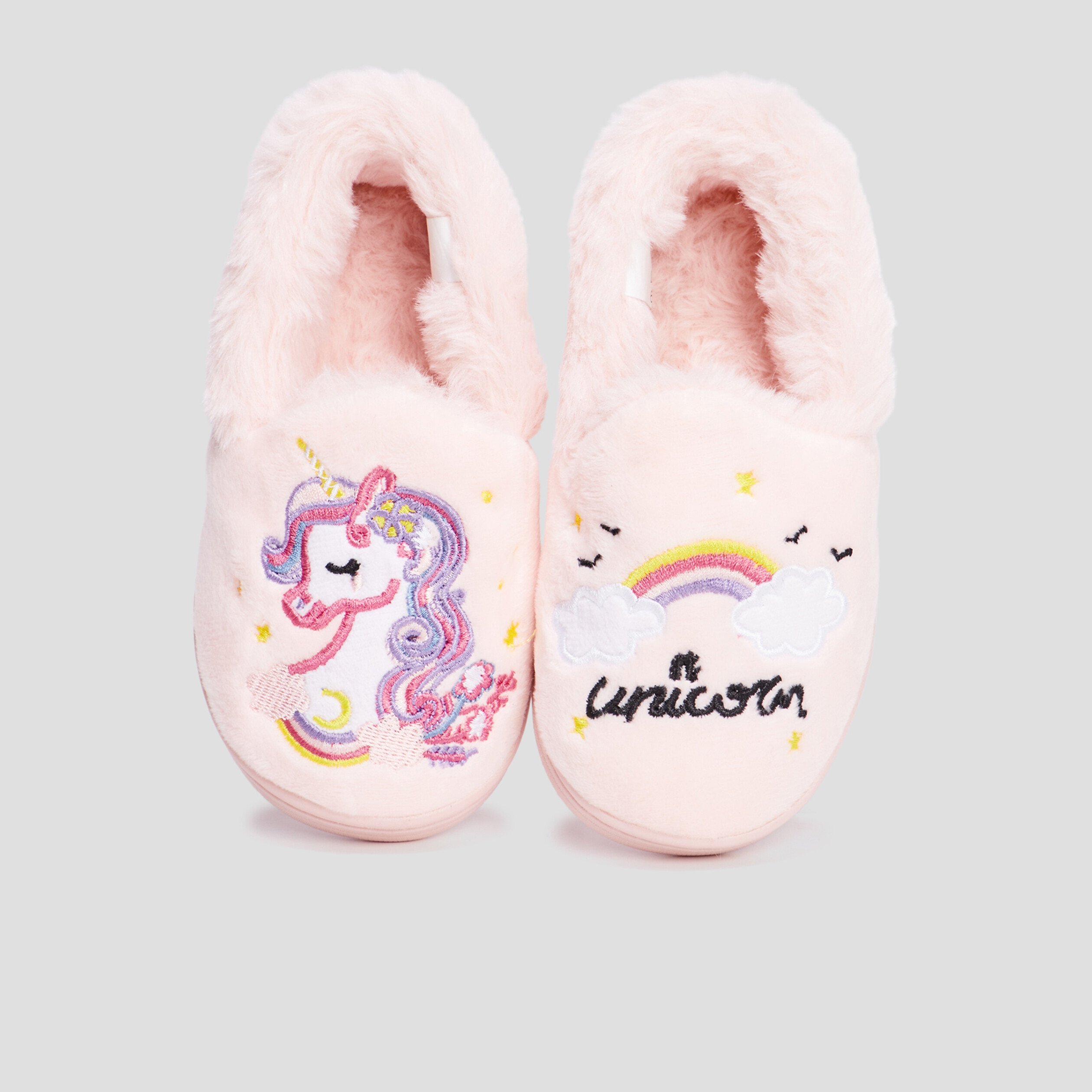 Chaussons fourres avec print Licorne rose fille