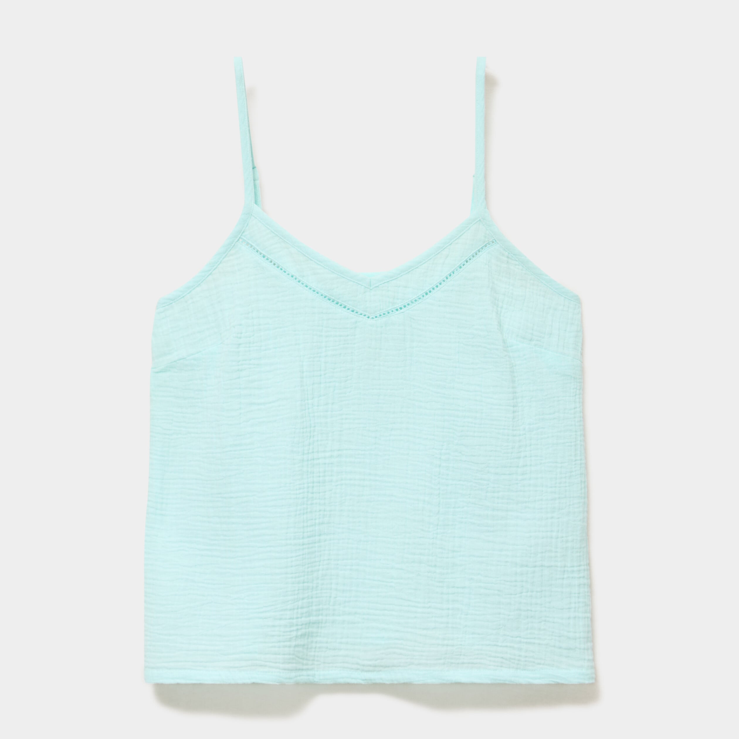 Haut de pyjama d&eacute;bardeur gaze de coton bleu clair femme
