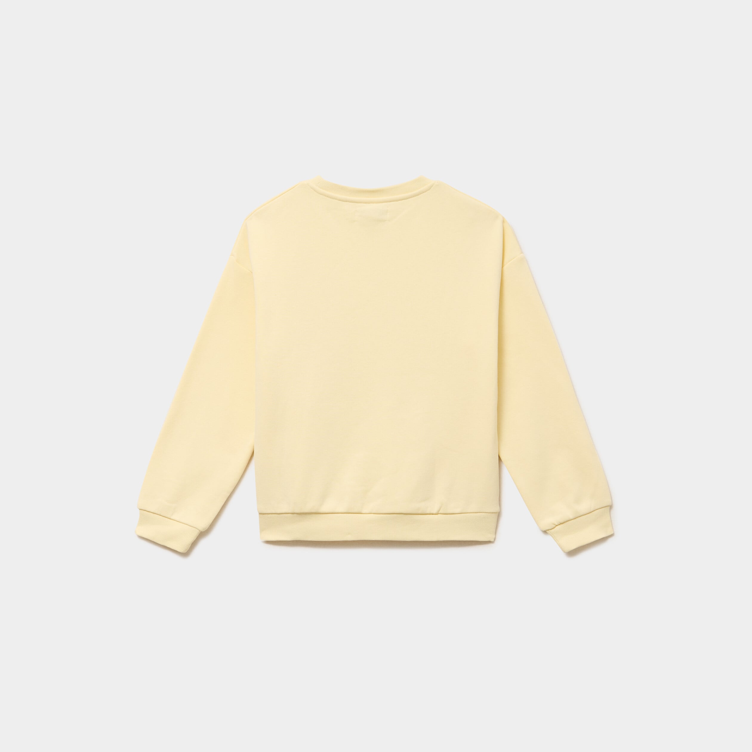 Sweat oversize col rond manches longues jaune clair fille