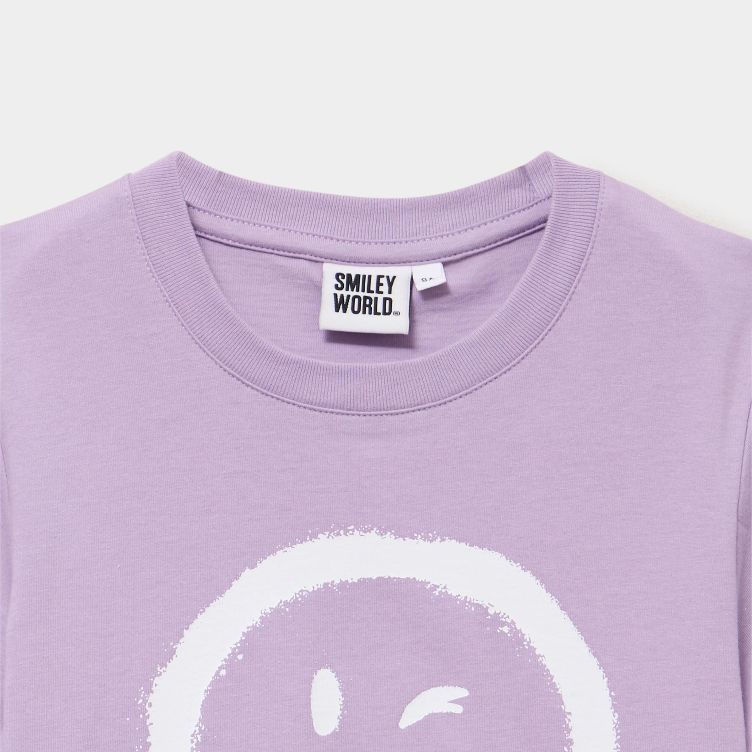 T-shirt col rond coton Smiley World mauve fille