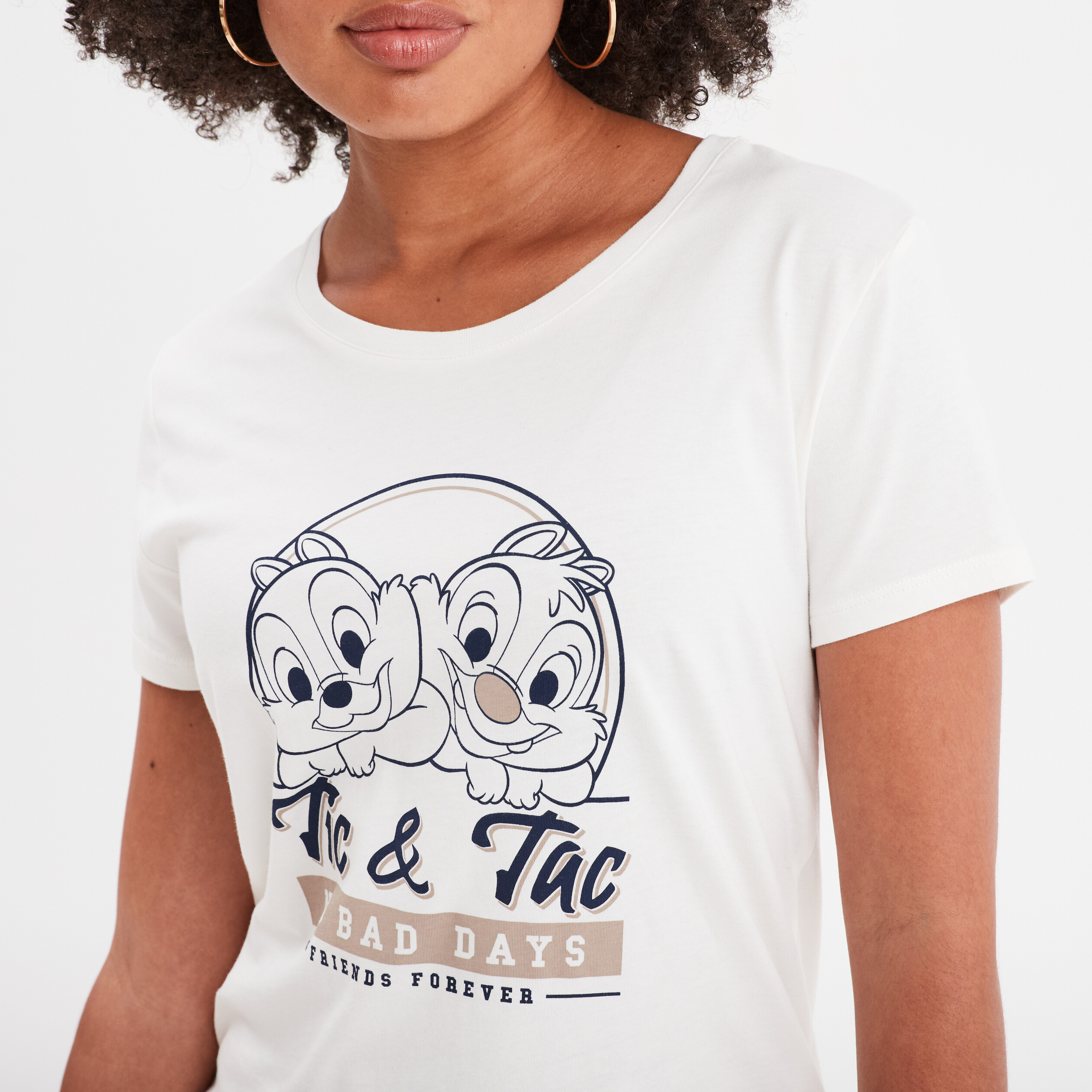 t shirt manches courtes tic et tac ivoire femme T-shirt manches courtes Tic et Tac ivoire femme