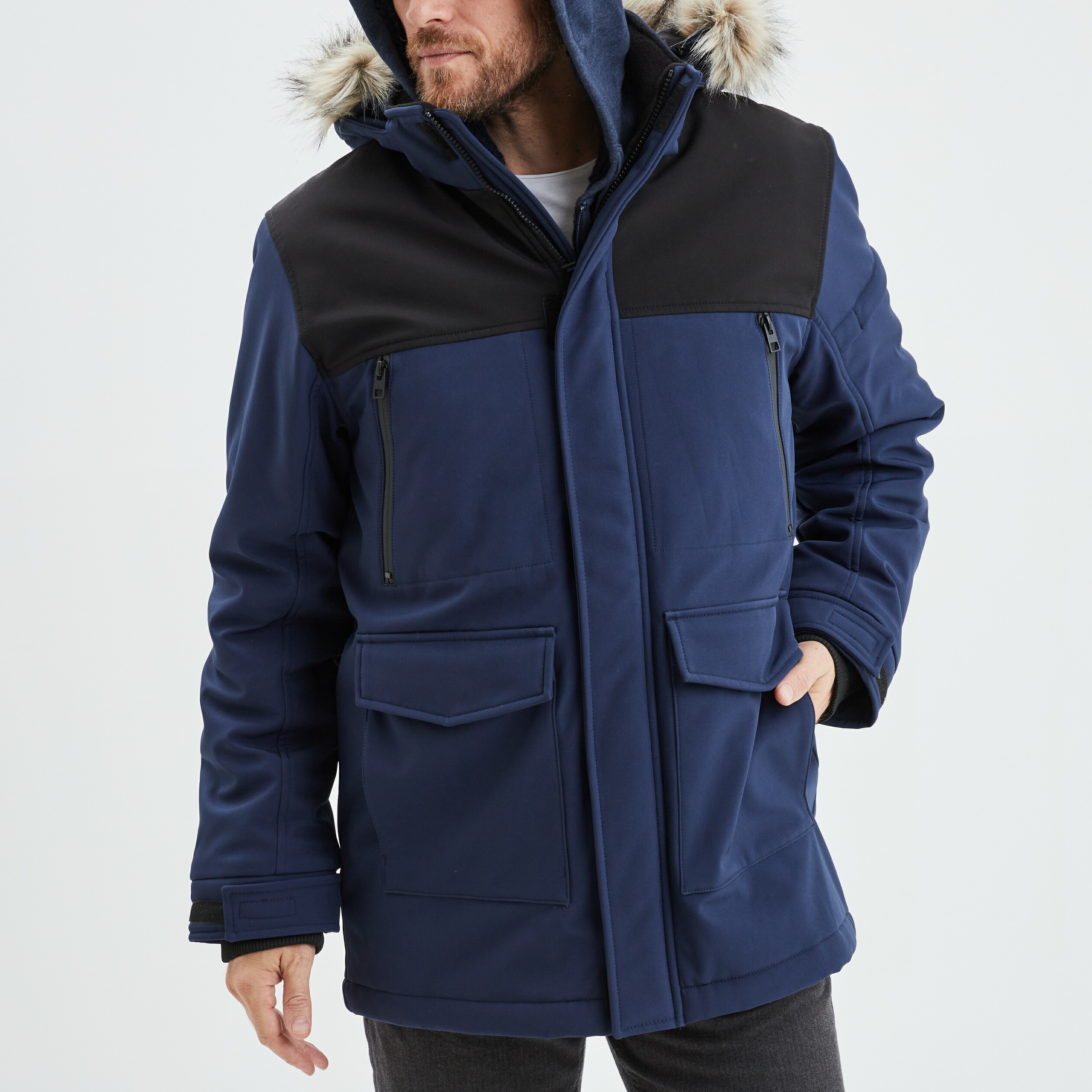 Parka capuche fourrure homme 2025