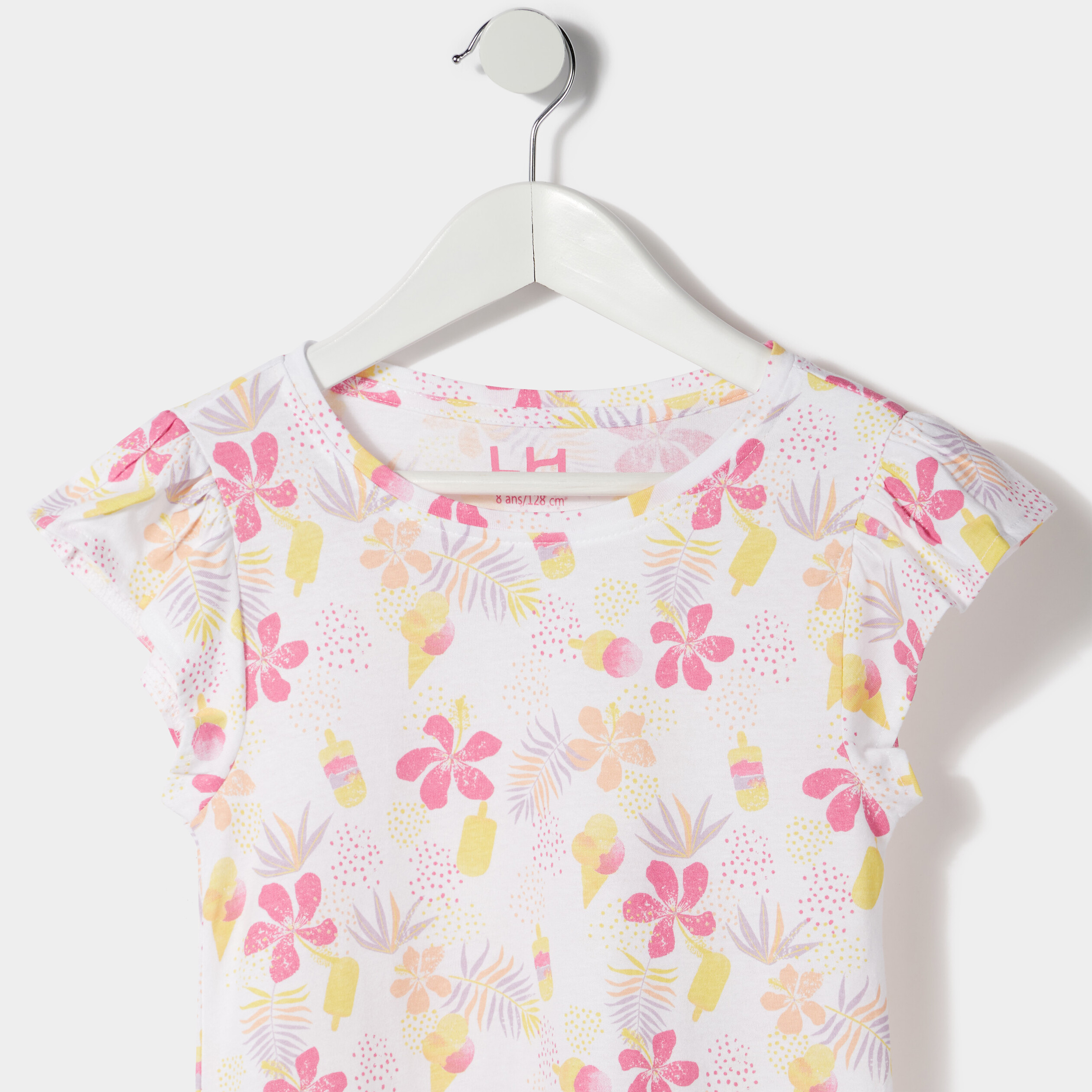 robe courte evasee a volants blanc fille Robe courte évasée à volants blanc fille