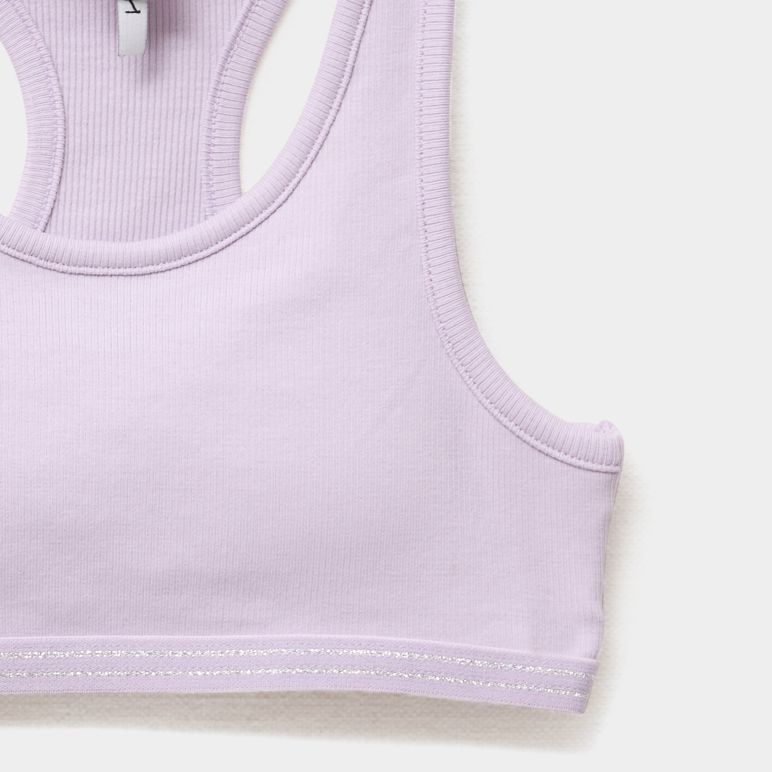 lot 2 brassieres effet cotele coton mauve fille Lot 2 brassières effet côtelé coton mauve fille