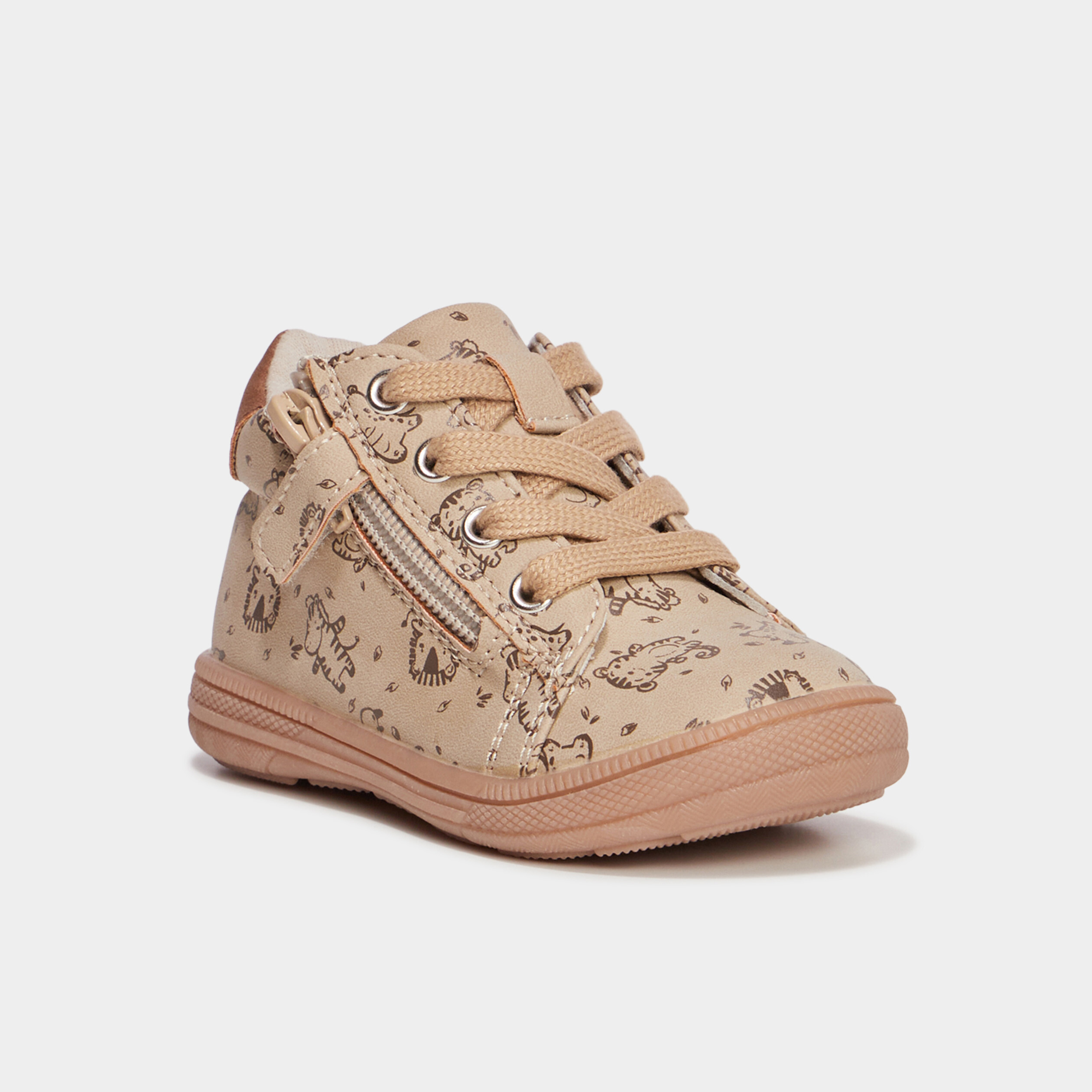 bottillons zippes avec lacets marron bebeg Bottillons zippés avec lacets marron bébé garçon