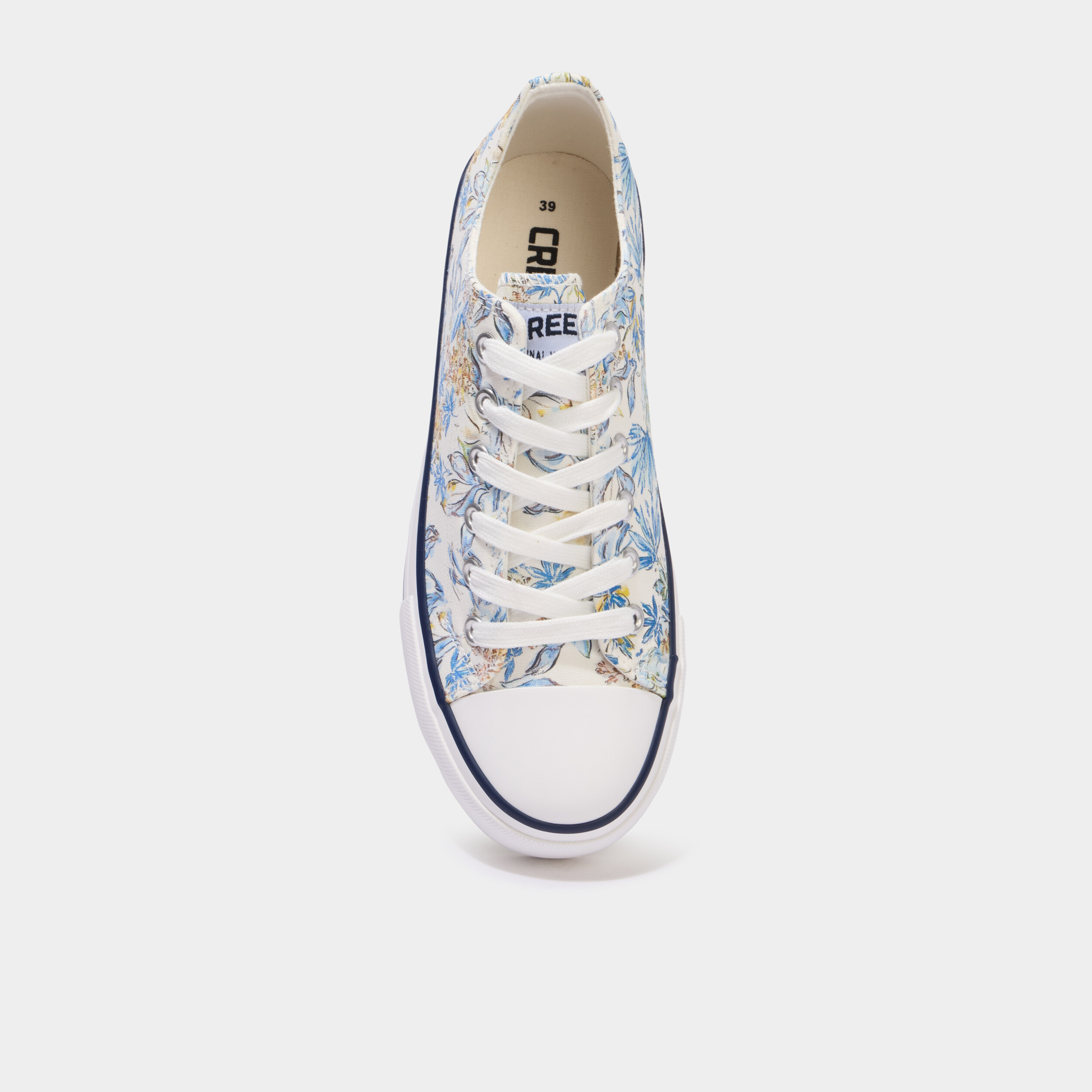 Tennis basses en toile &agrave; lacets bleu femme