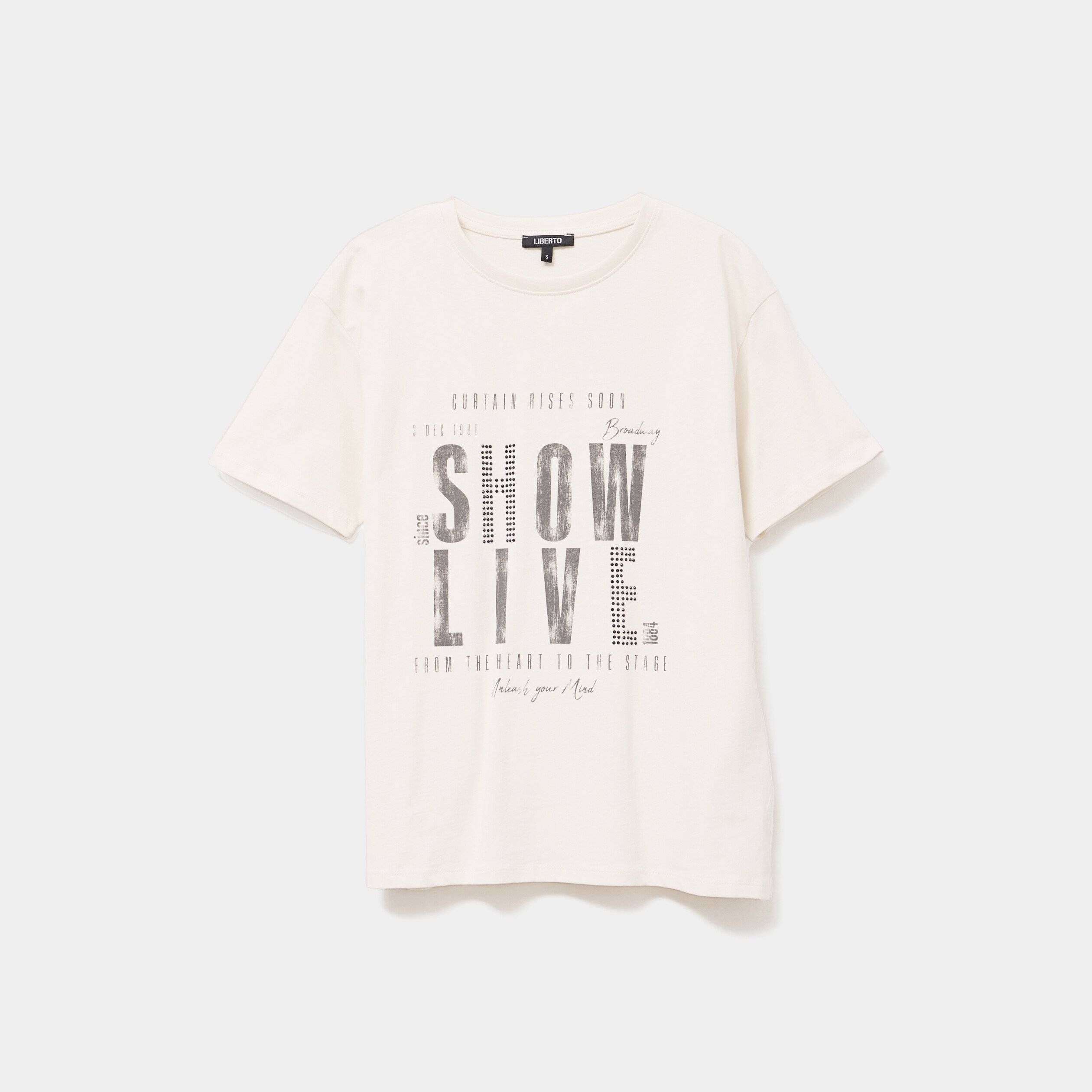 t shirt strass et manches courtes creme femme T-shirt strass et manches courtes creme femme