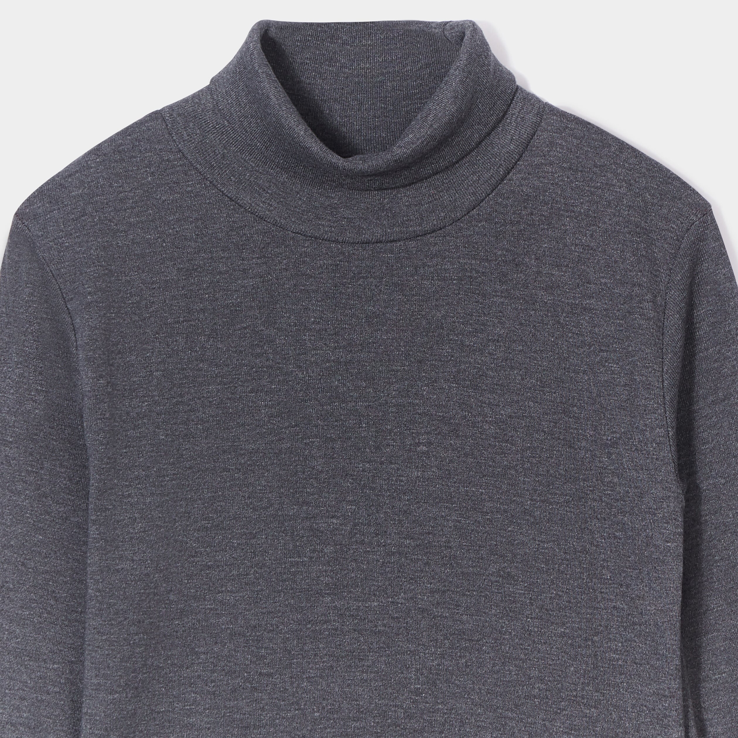 T-shirt coton col roul&eacute; manches longues gris fonc&eacute; gar&ccedil;on