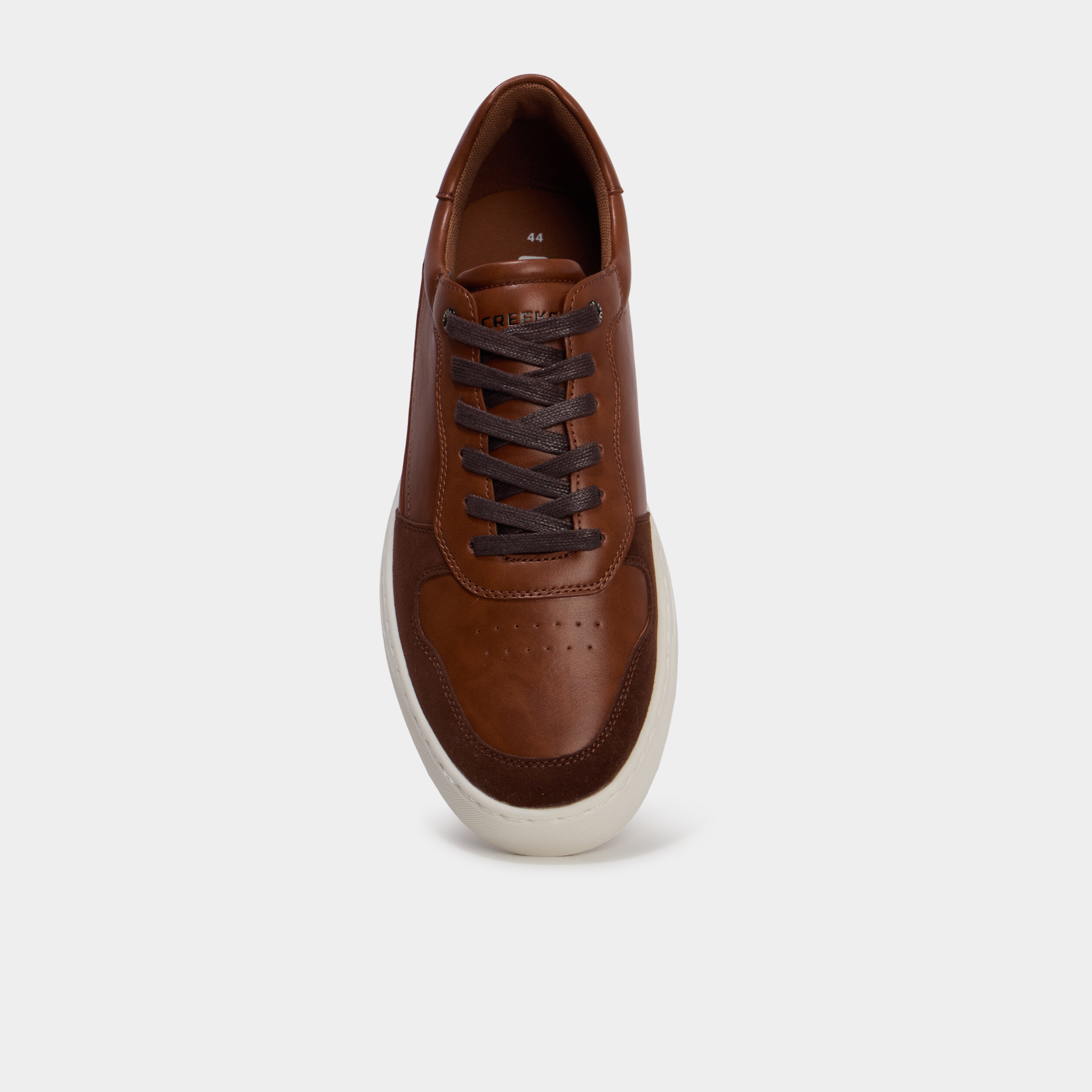 Baskets &agrave; lacets bi-mati&egrave;res marron homme