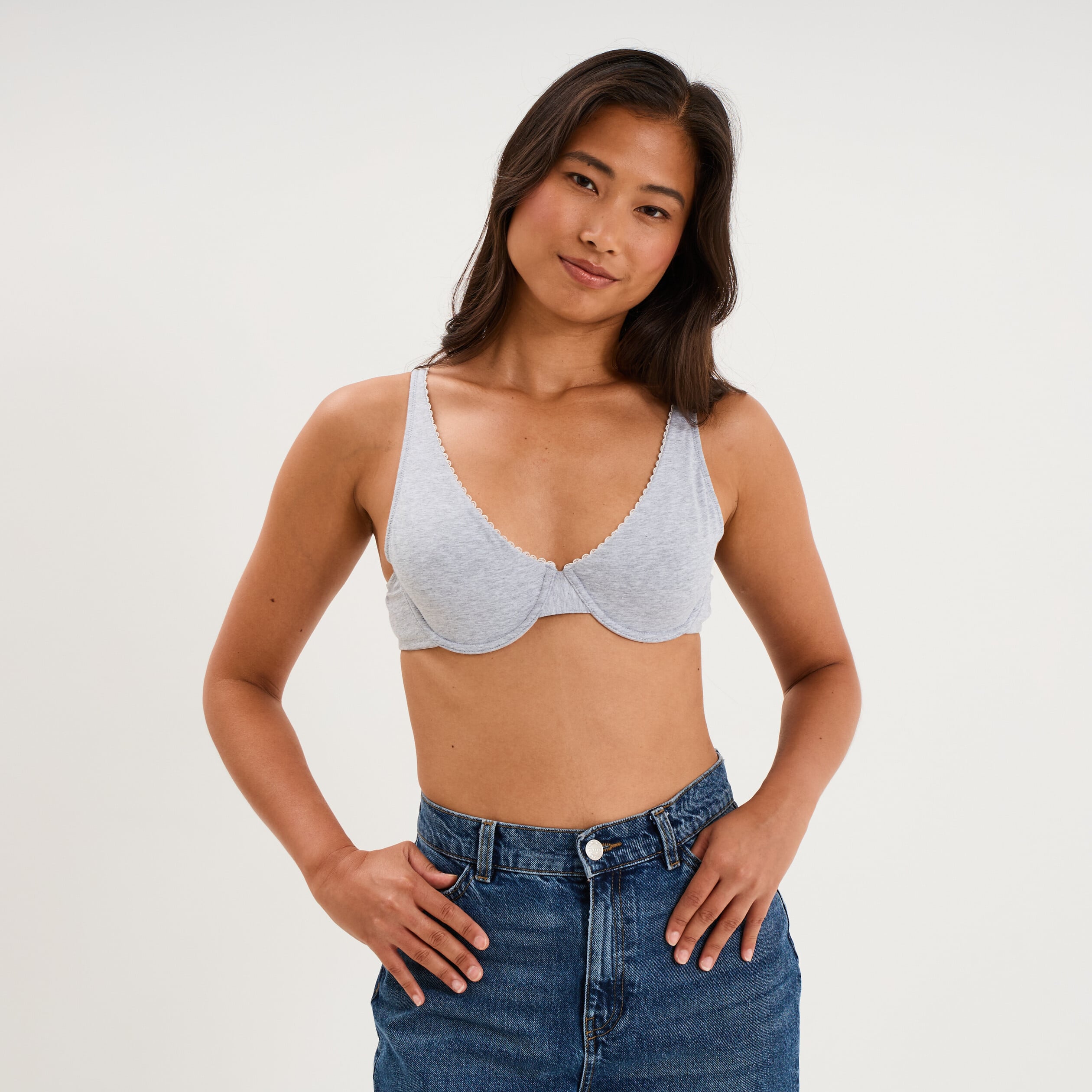 Soutien-gorge foulard coton majoritaire gris clair femme