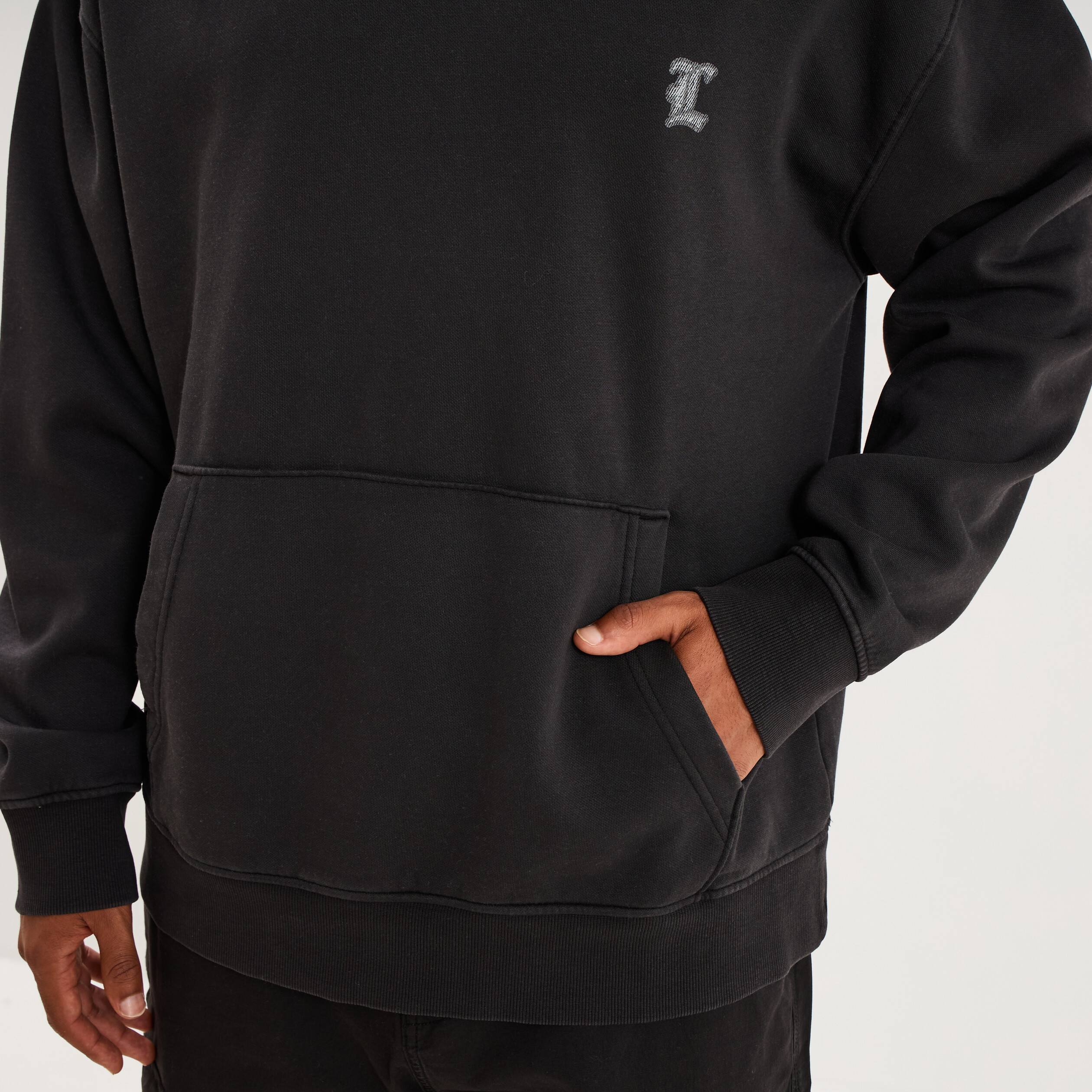 Sweat hoodie 1 poche &agrave; capuche gris fonc&eacute; homme