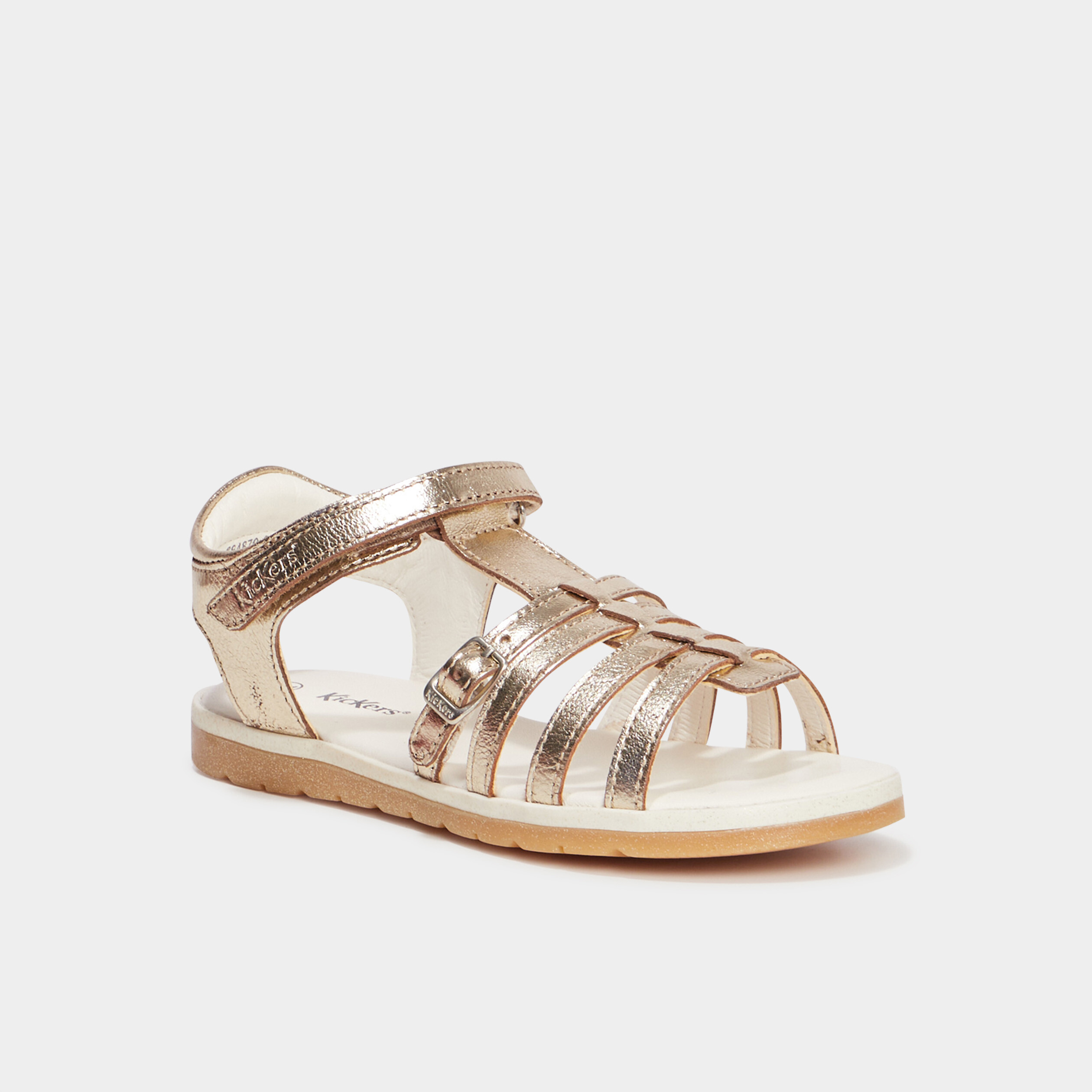 sandales metallisees en cuir kickers jaune or fille Sandales métallisées en cuir Kickers jaune or fille