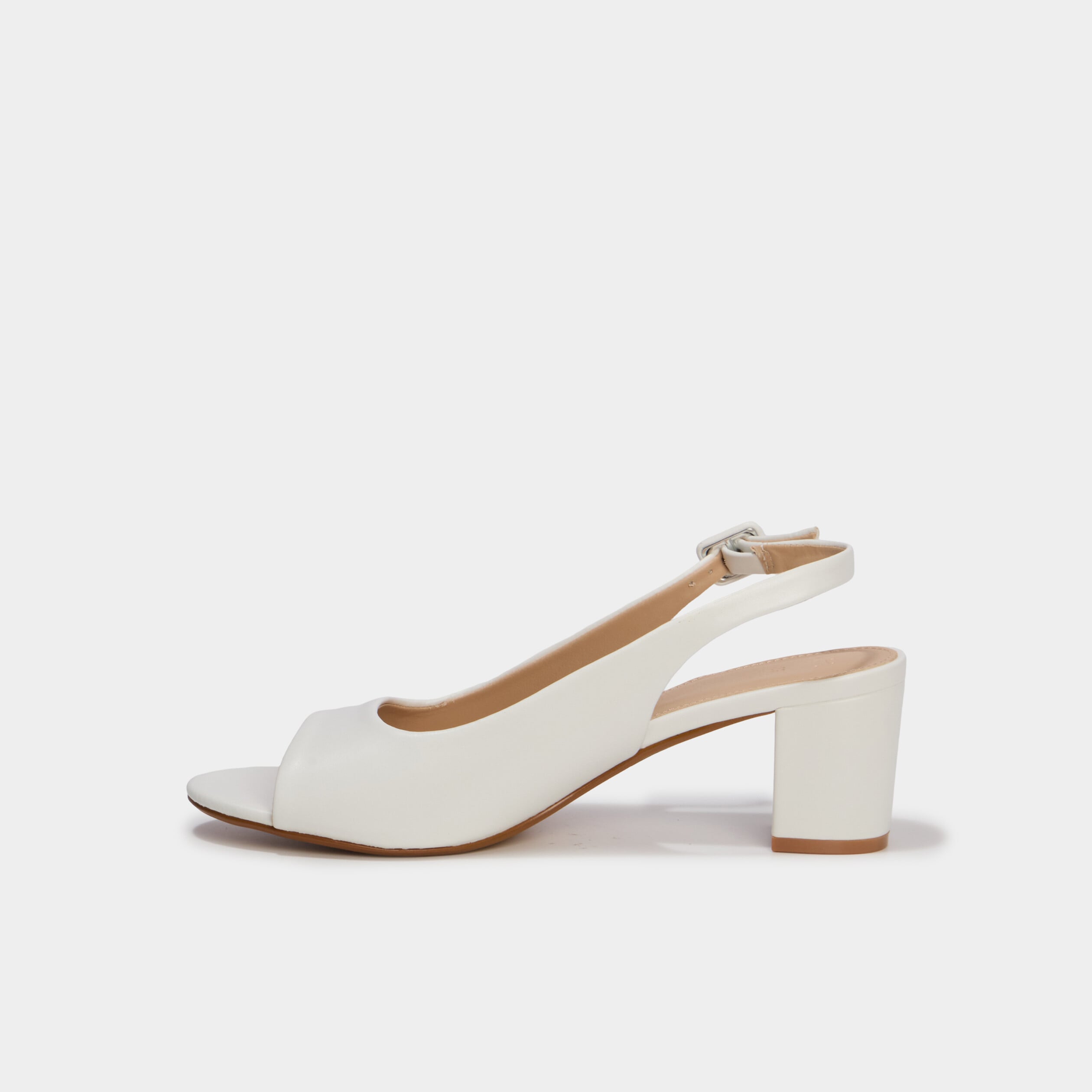 Sandales &agrave; talons bouts ouverts blanc femme
