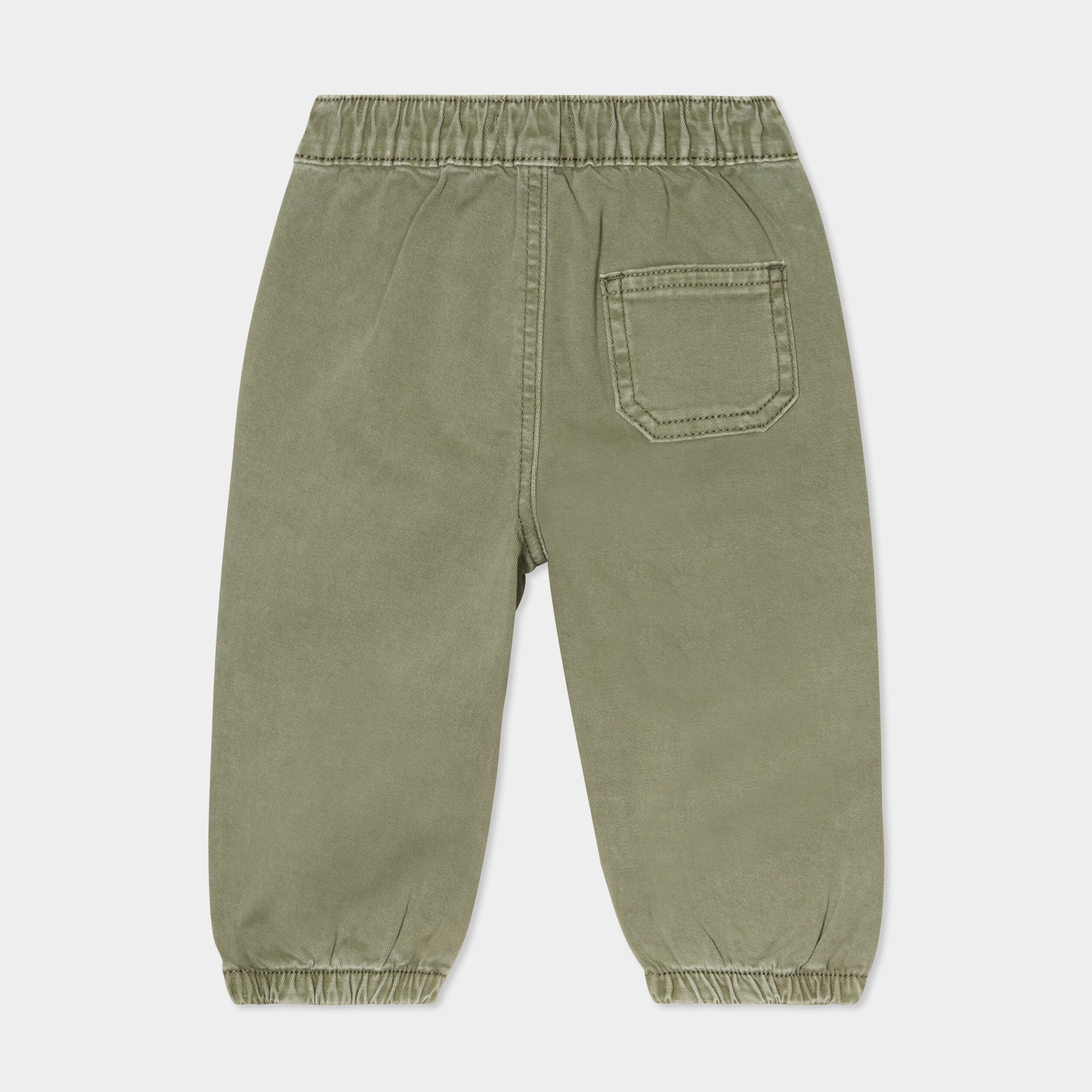 pantalon jogger bas elastique coton vert kaki bebeg Pantalon jogger bas élastiqué coton vert kaki bébé garçon