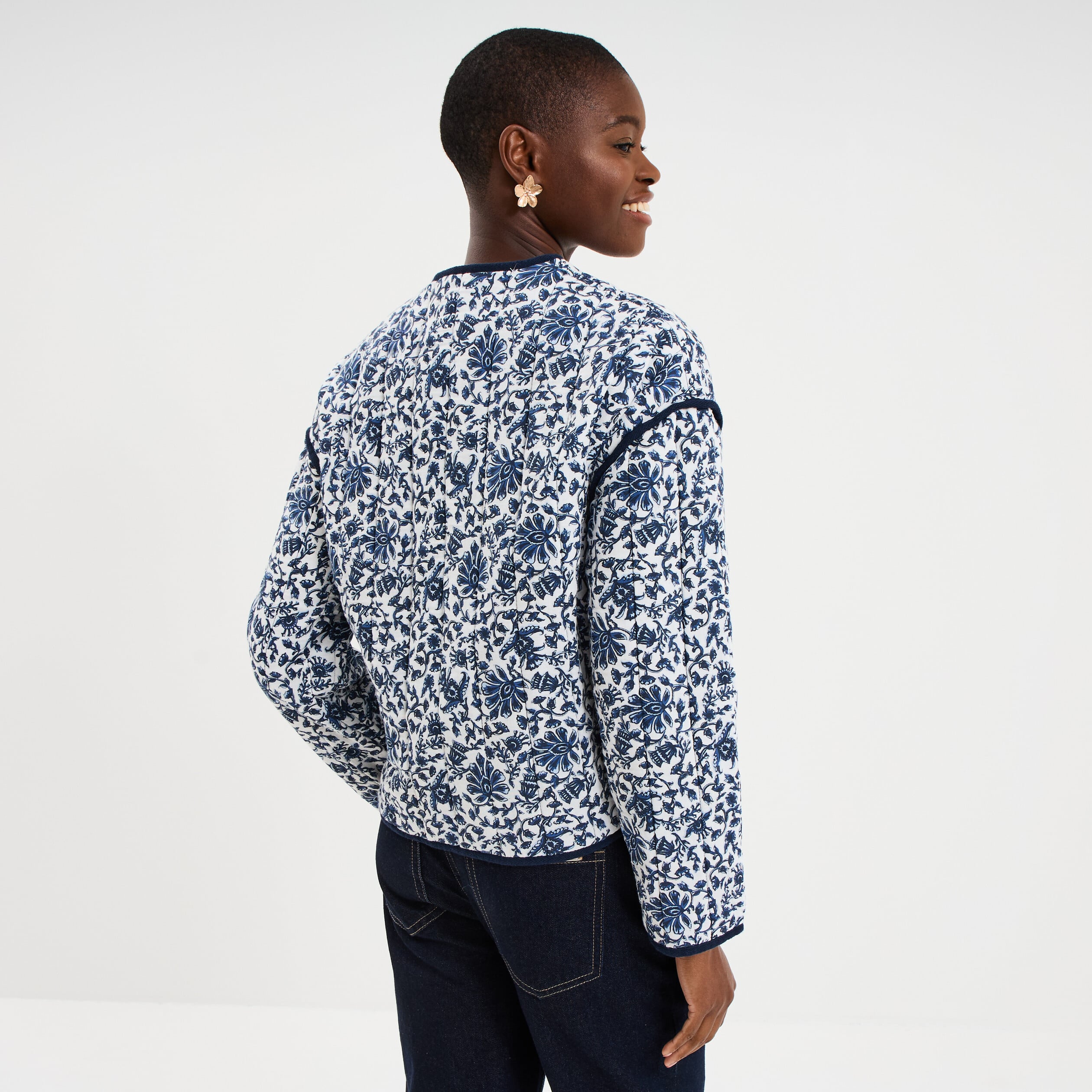 Veste manches longues matelass&eacute;e blanc femme