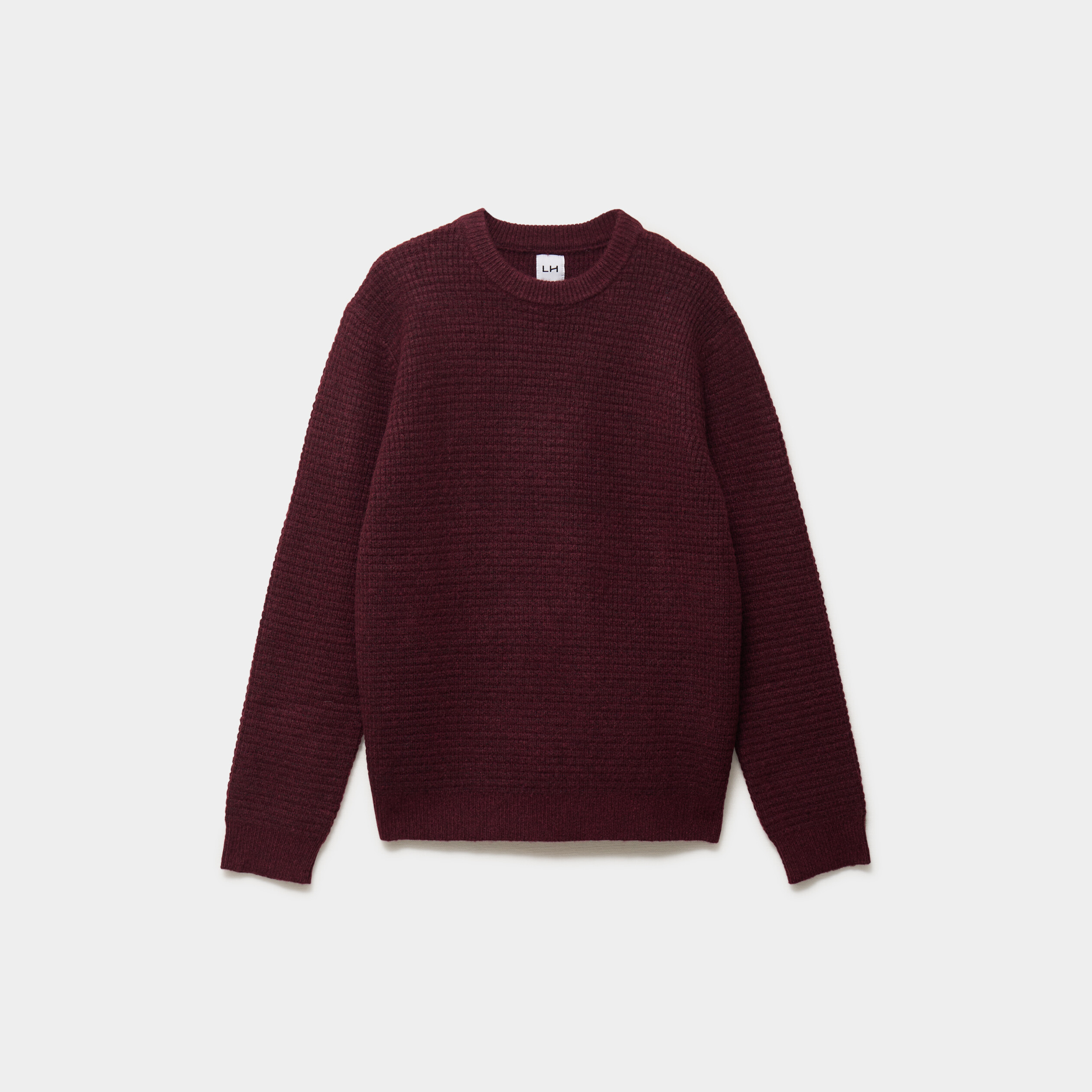 Pull col rond manches longues prune homme