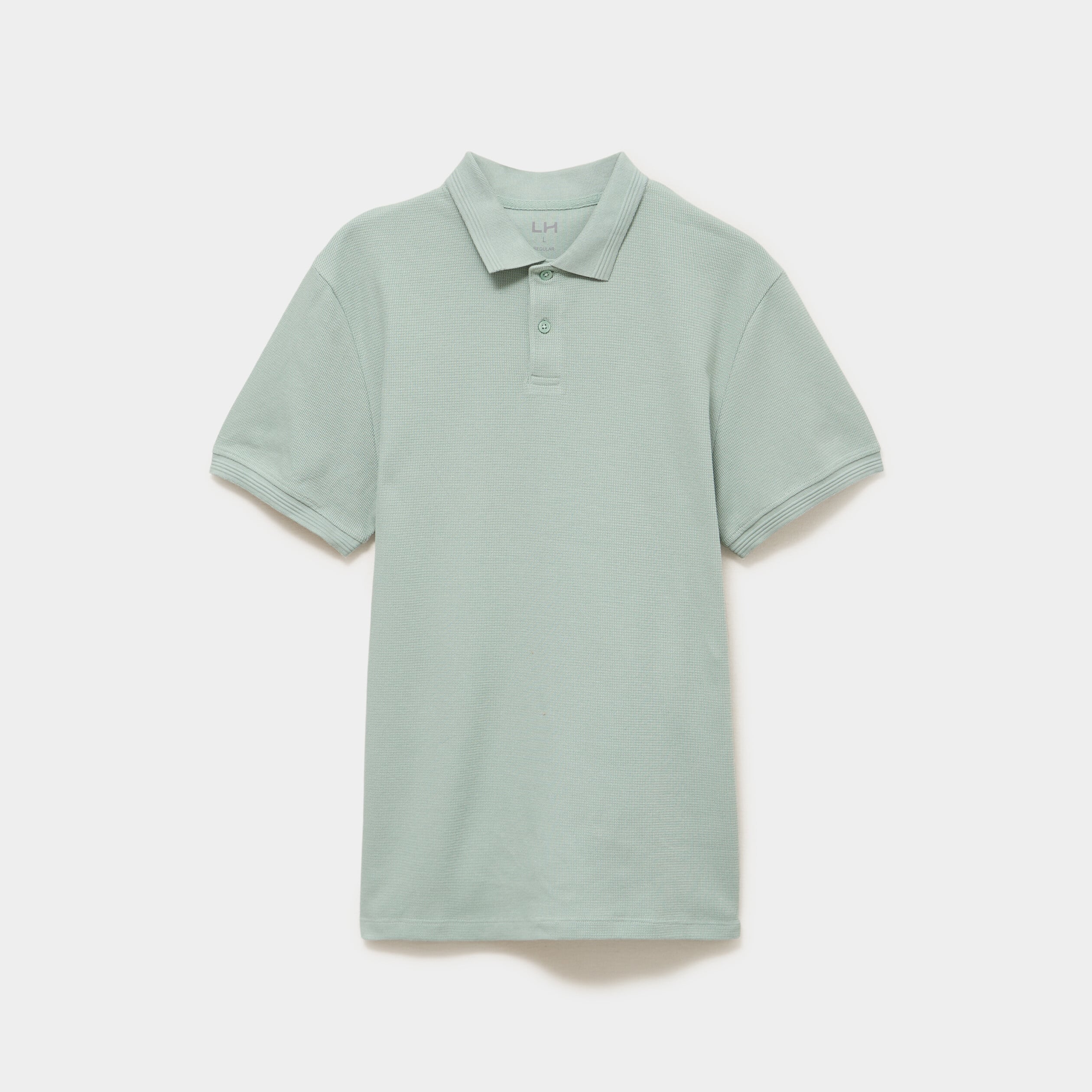 Polo textur&eacute; manches courtes coton vert pastel homme