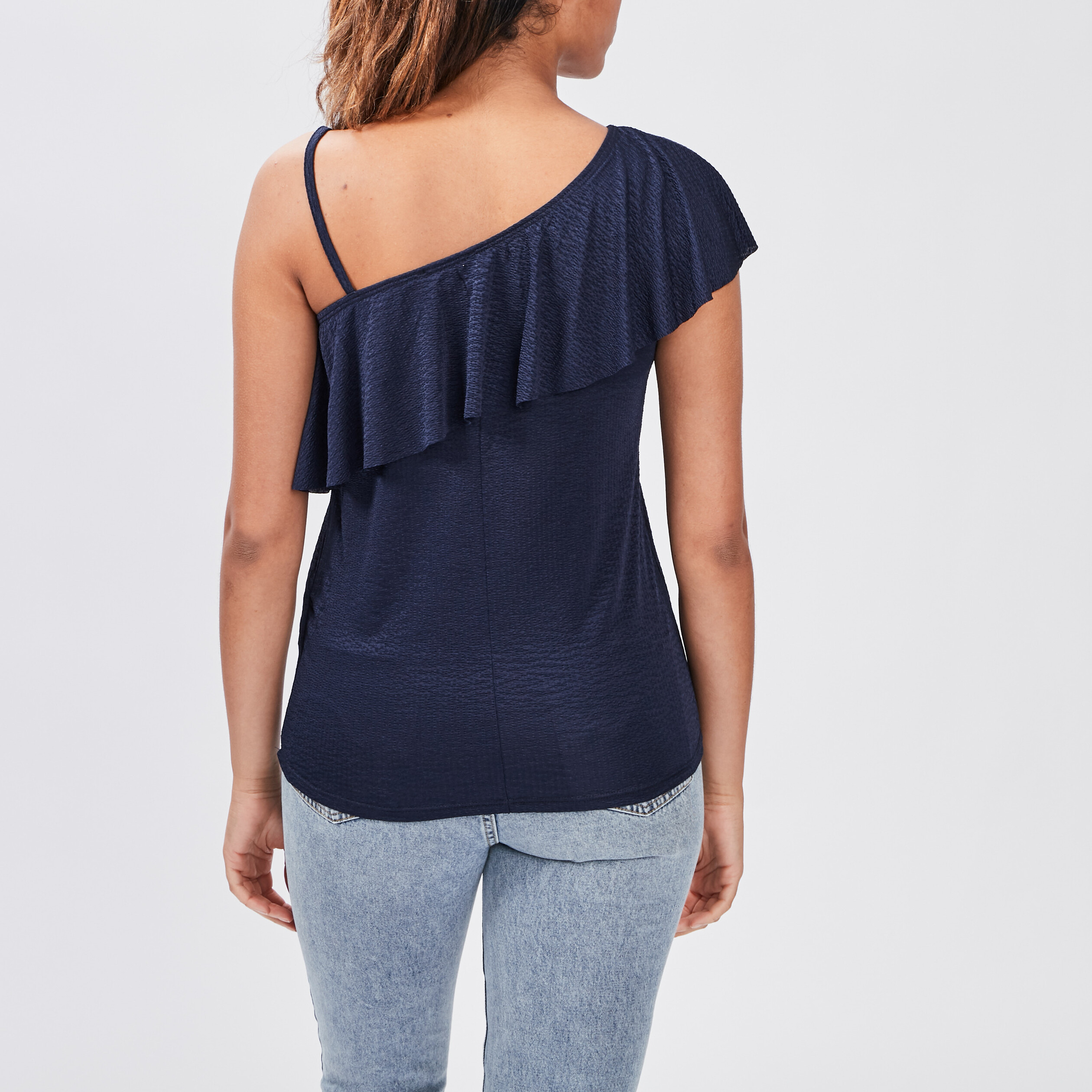 debardeur asymetrique bleu marine femme Débardeur asymétrique bleu marine femme