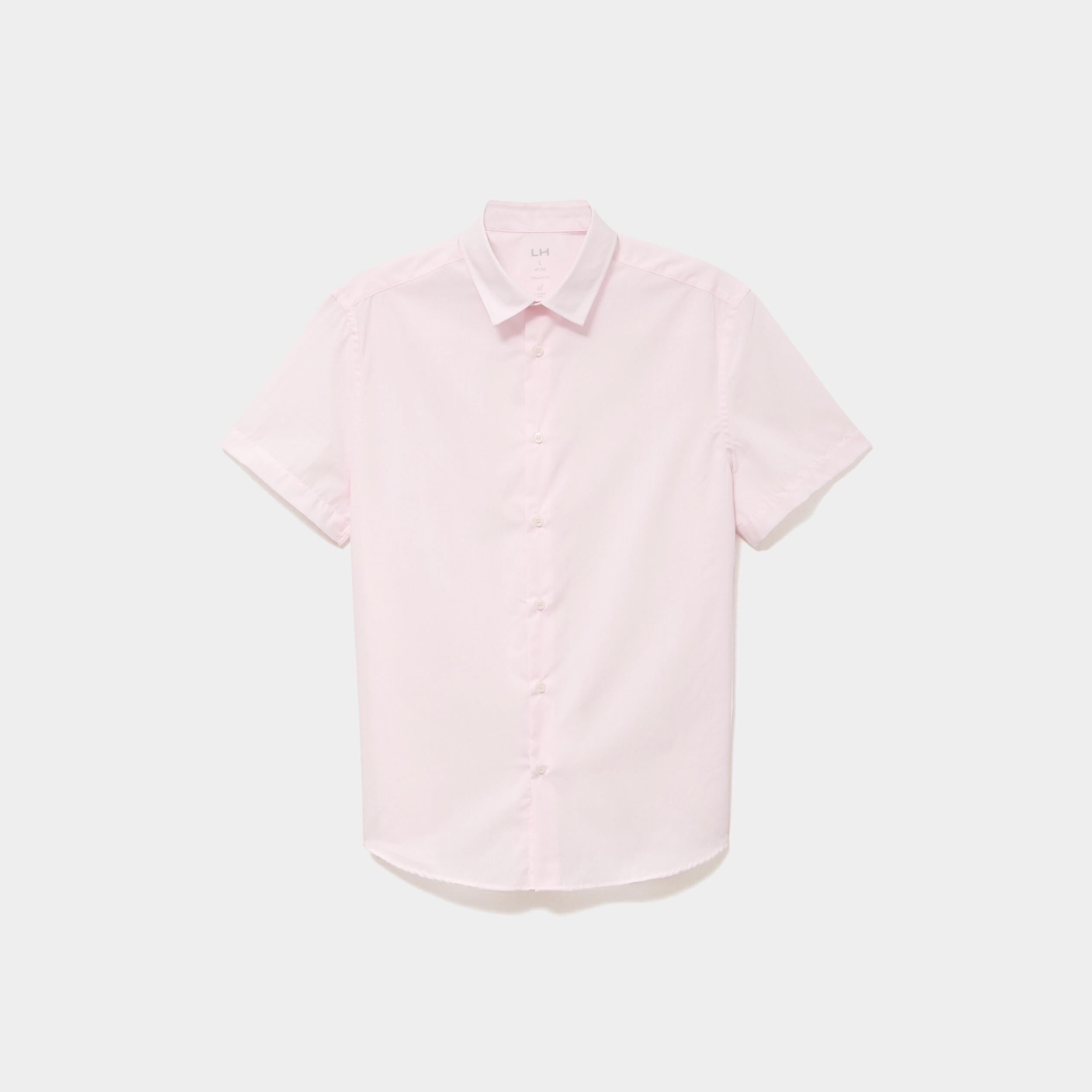 Chemise droite manches courtes rose clair homme