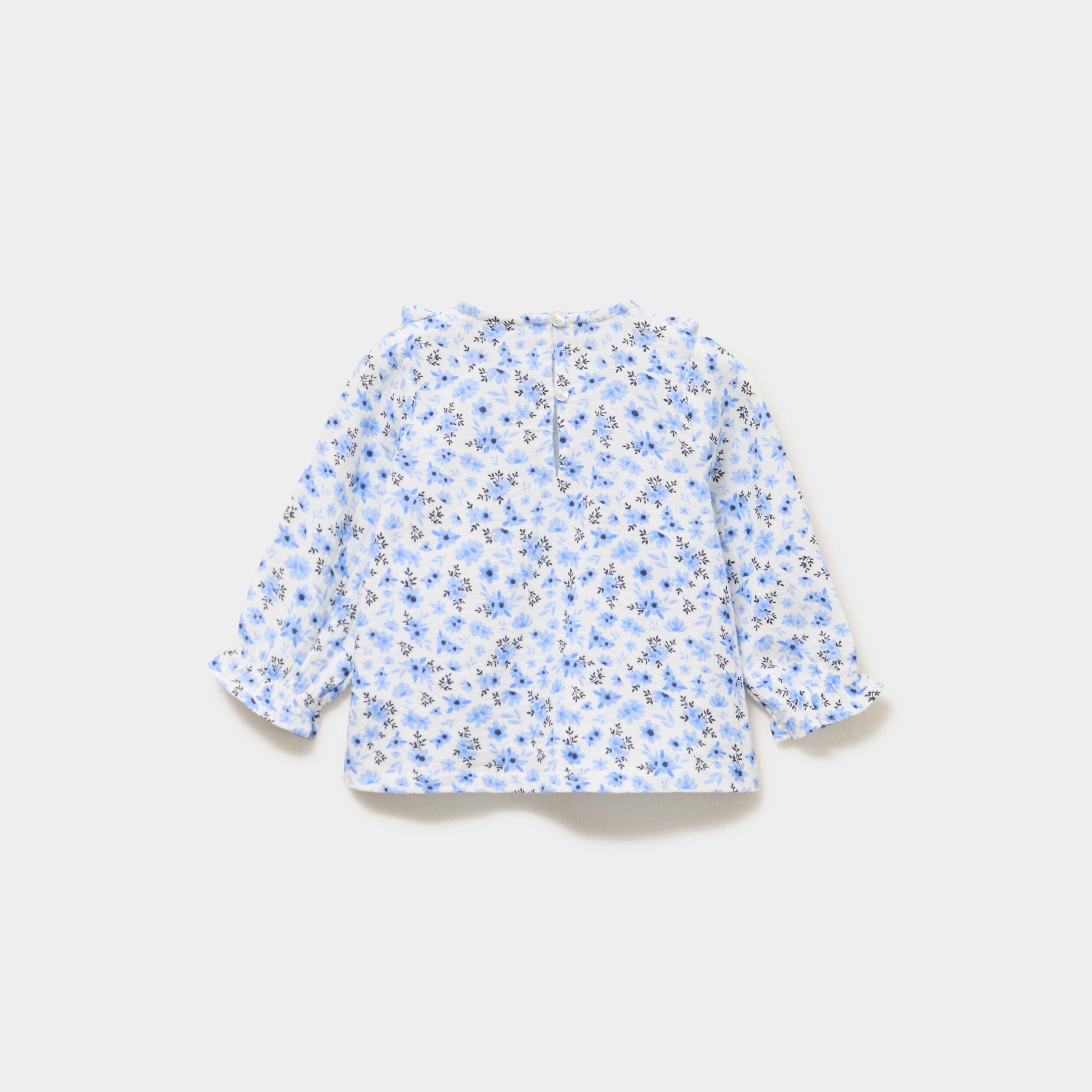 Blouse avec volants en gaze de coton ecru b&eacute;b&eacute; fille