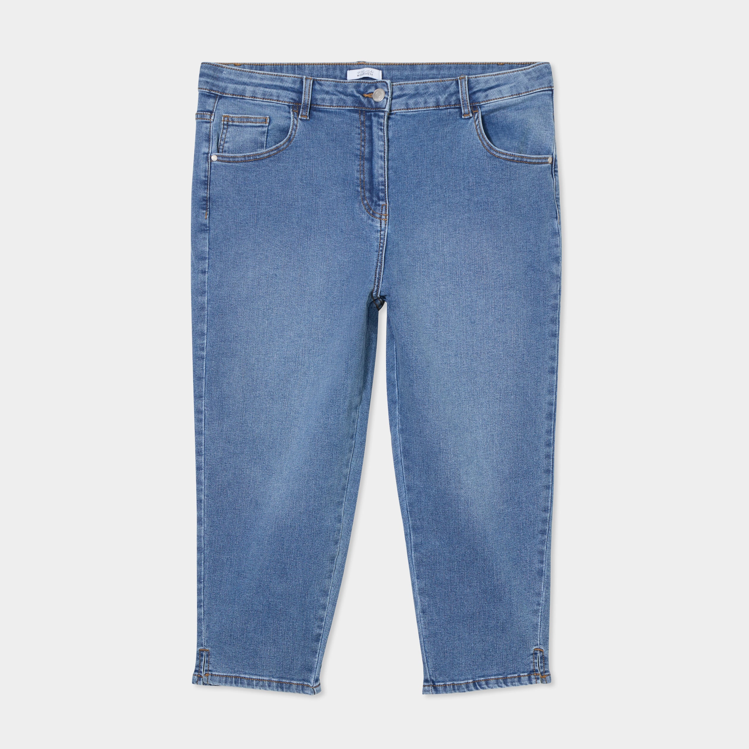 Jeans corsaire slim taille haute bleu clair femme grande taille