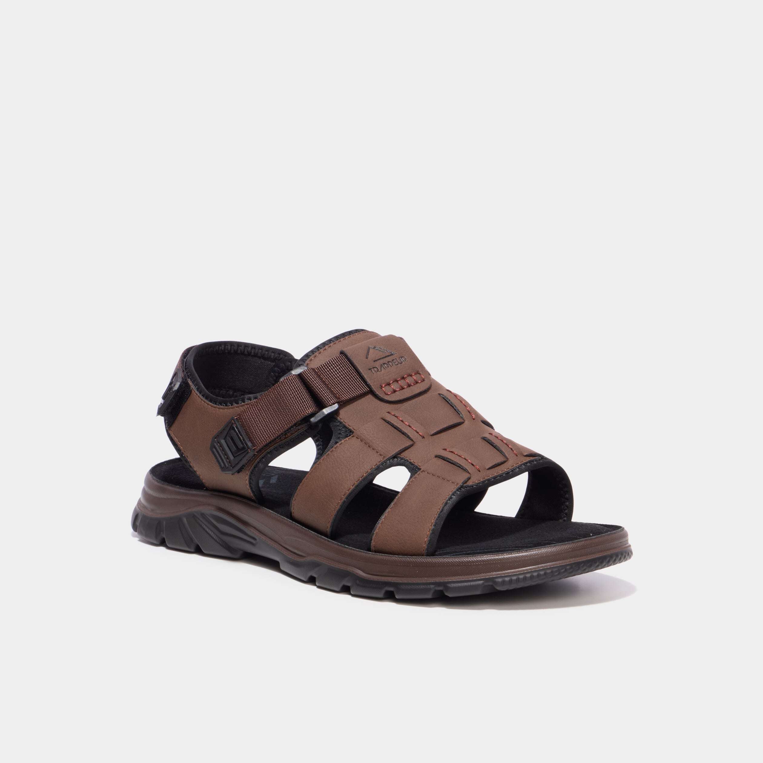 Sandales avec scratchs marron homme