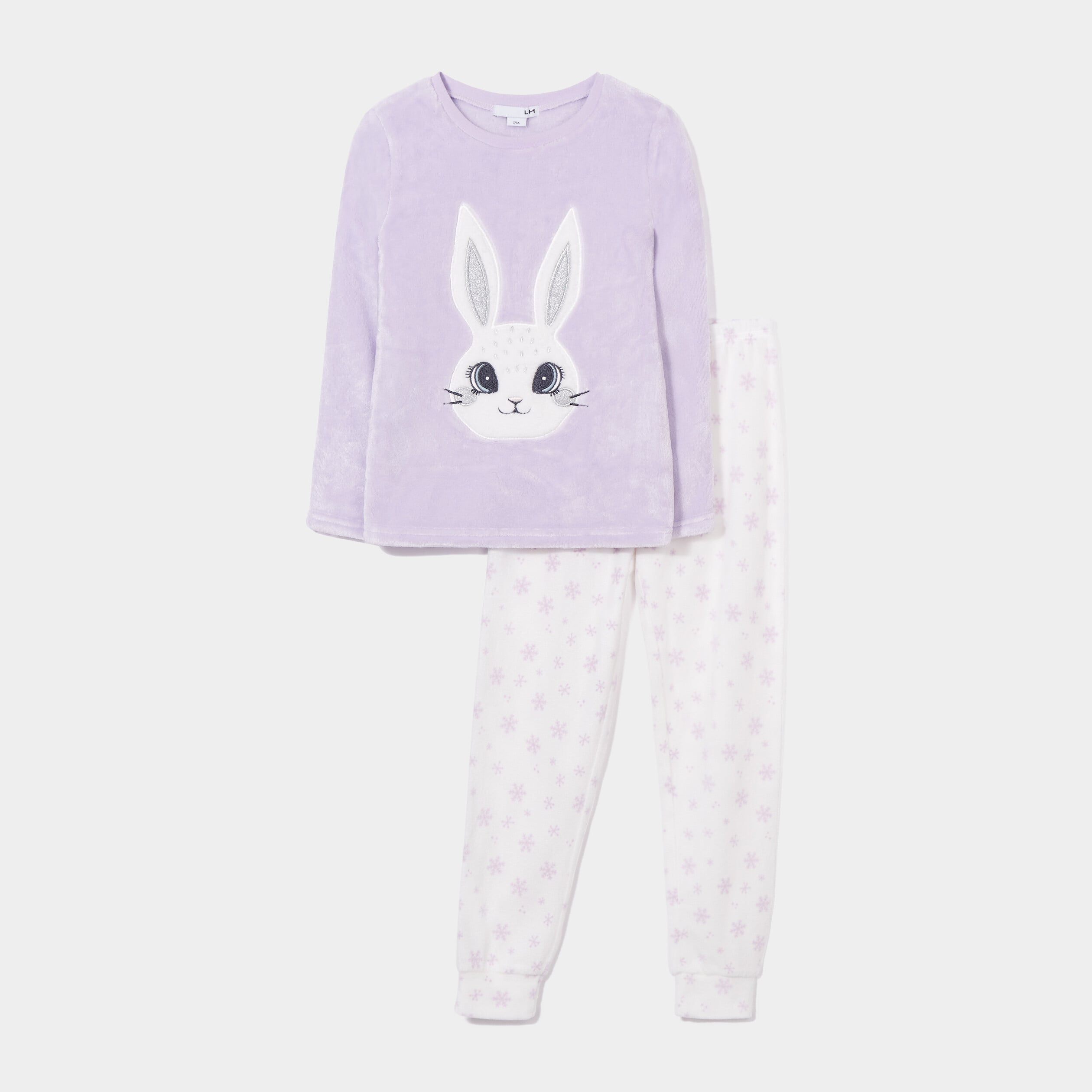 Ensemble pyjama 2 pi&egrave;ces velours violet clair fille