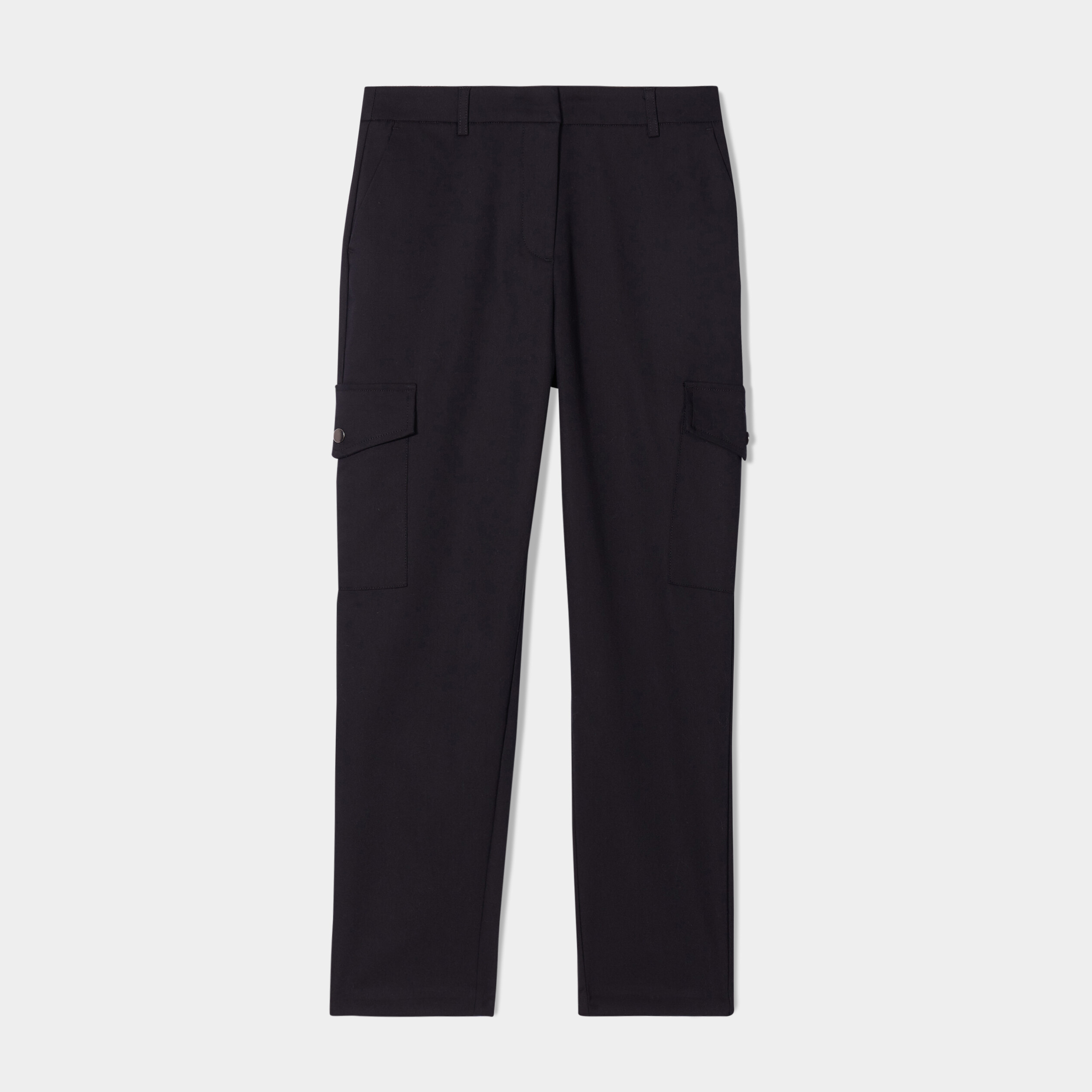 pantalon cargo 2 poches a rabat noir femme Pantalon cargo 2 poches à rabat noir femme