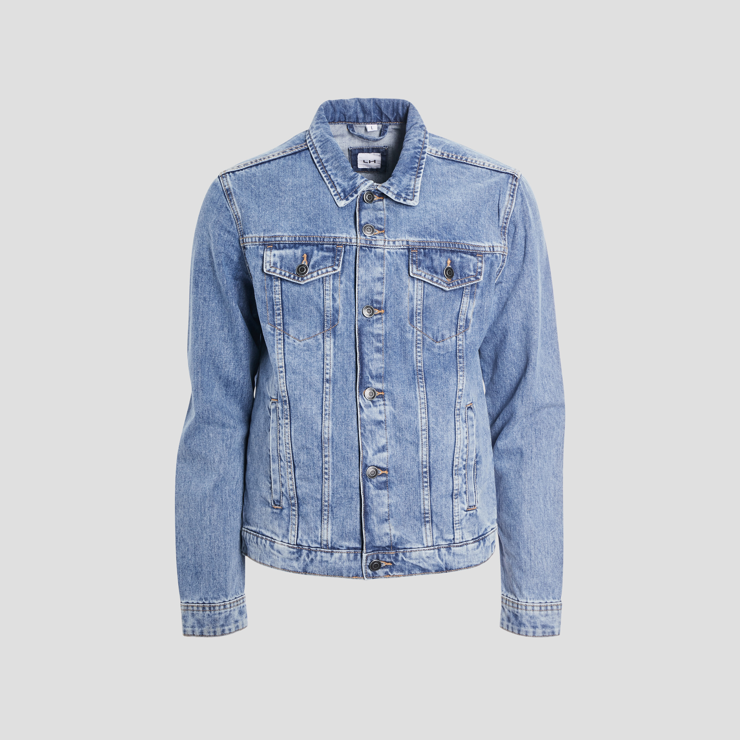 blouson en jean droit boutonne denim bleach homme Blouson en jean droit boutonné denim bleach homme