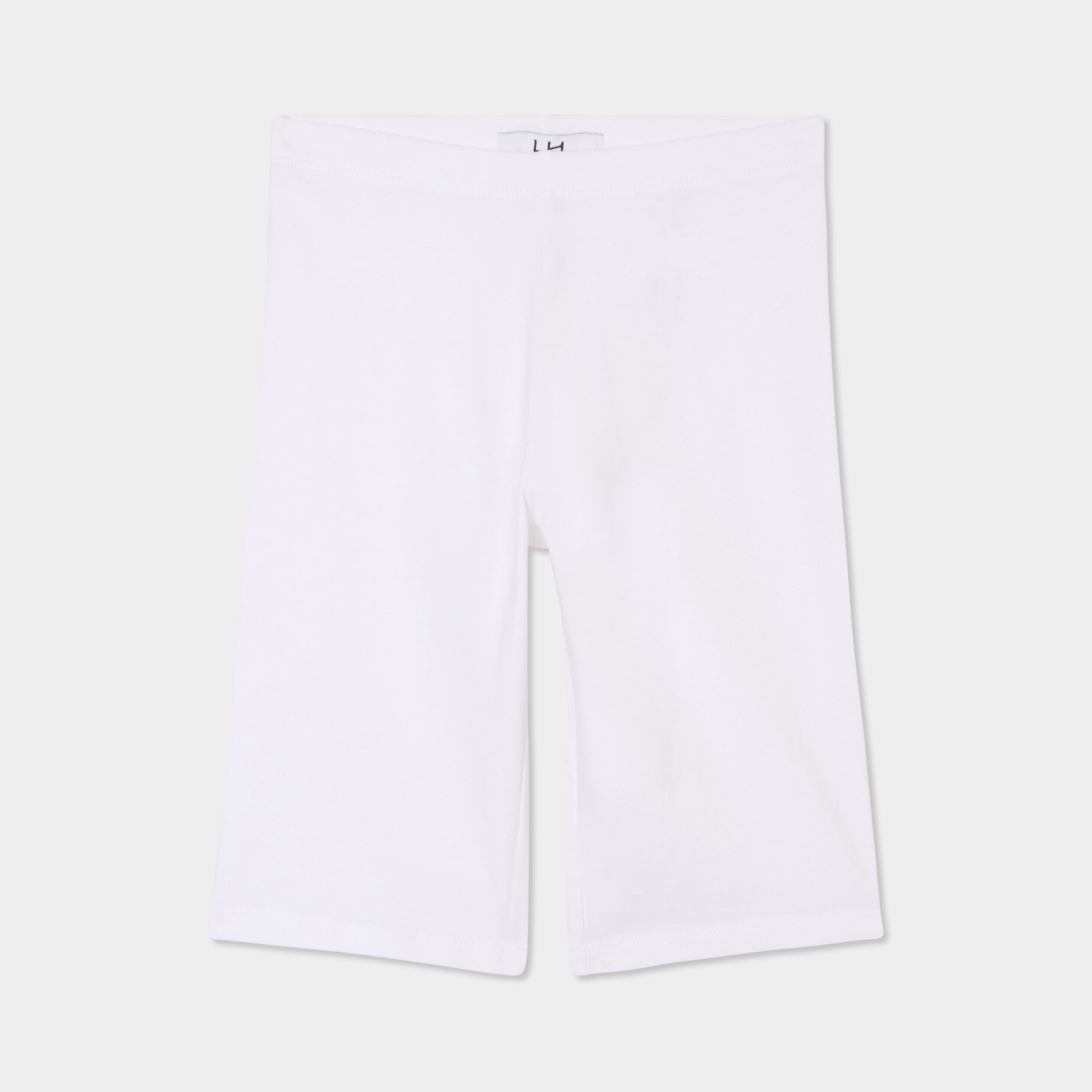legging cycliste coton taille elastiquee blanc fille Legging cycliste coton taille élastiquée blanc fille