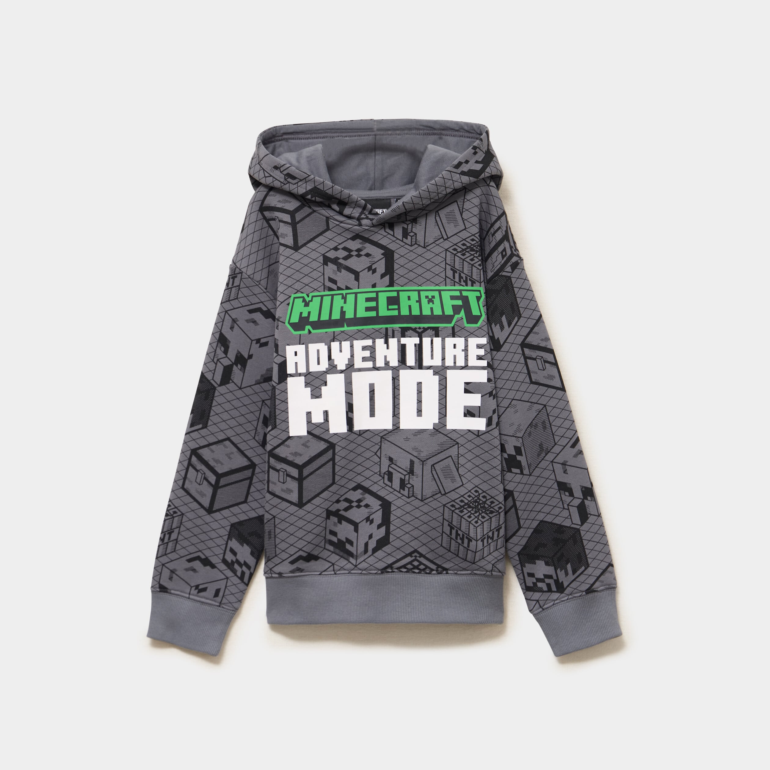 Sweat hoodie droit Minecraft gris fonc&eacute; gar&ccedil;on