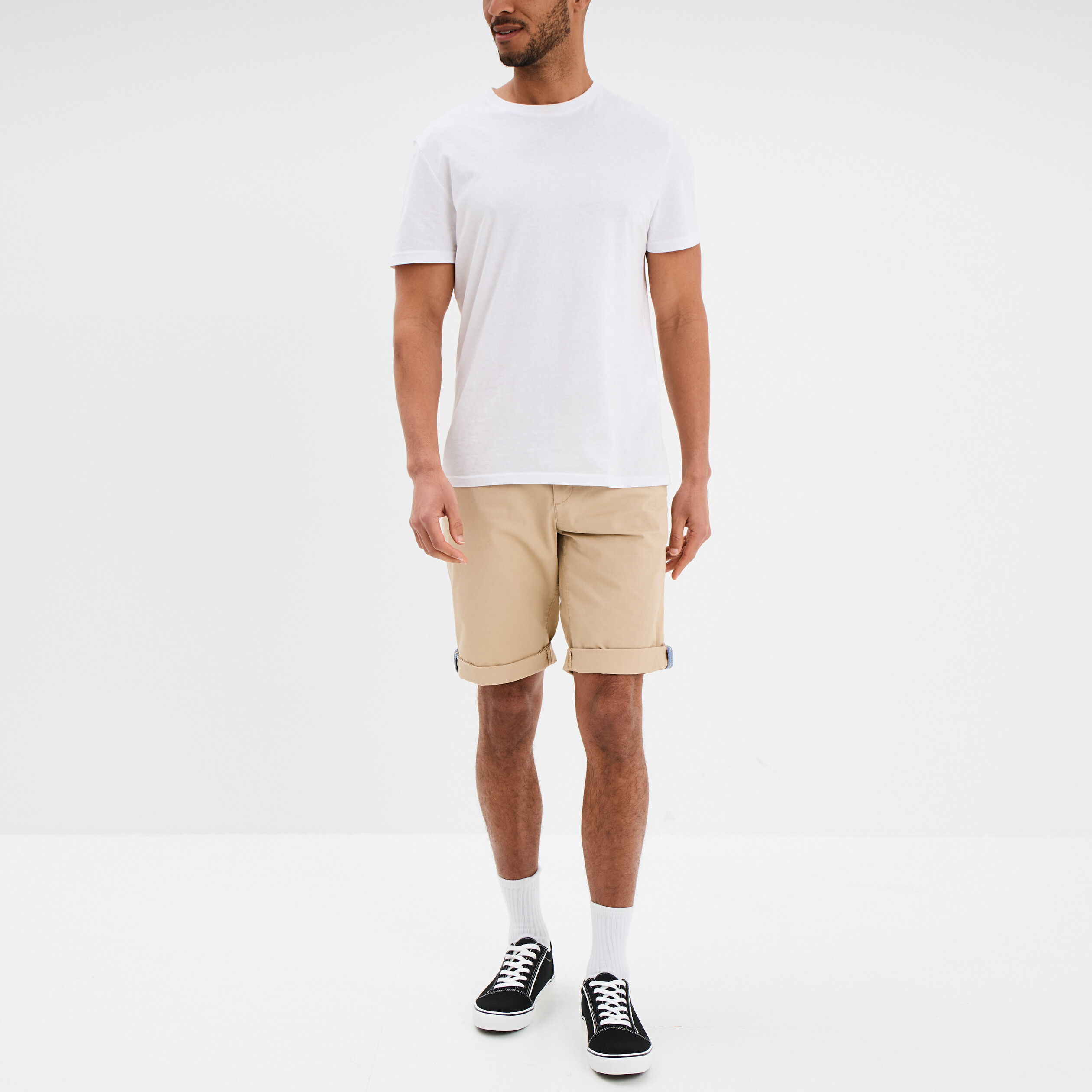Bermuda short chino straight stretch beige homme