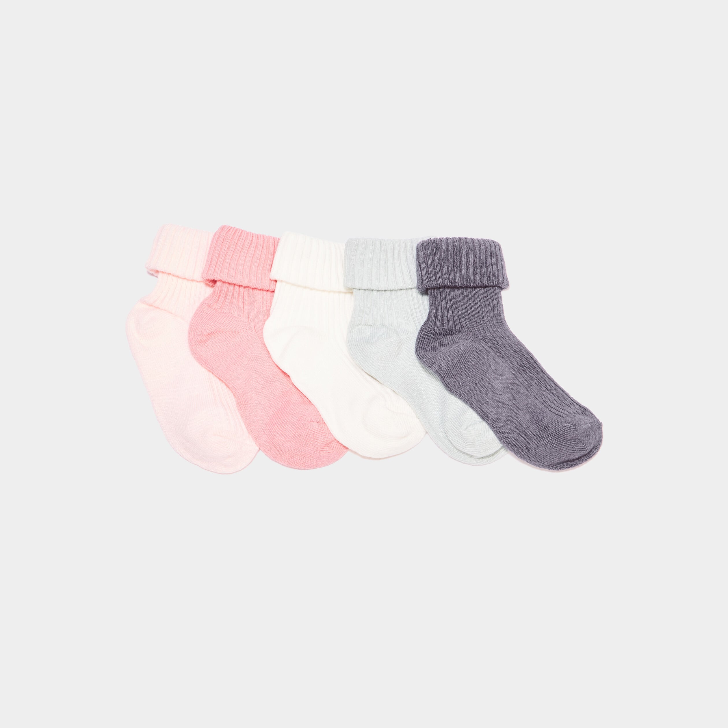 Lot 5 paires chaussettes c&ocirc;tel&eacute;es coton multicolore b&eacute;b&eacute; fille