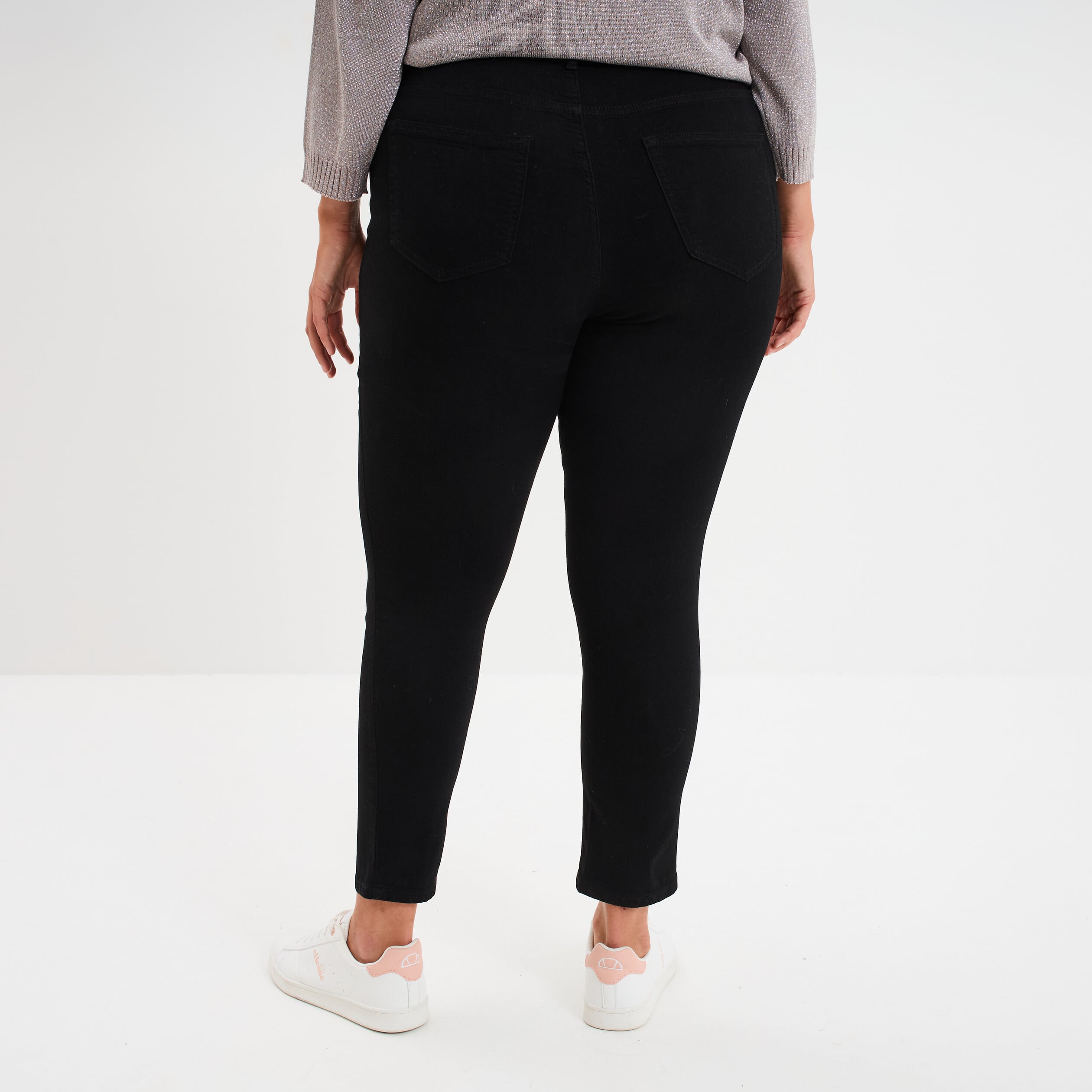 Jegging avec passants taille haute denim noir femme grande taille