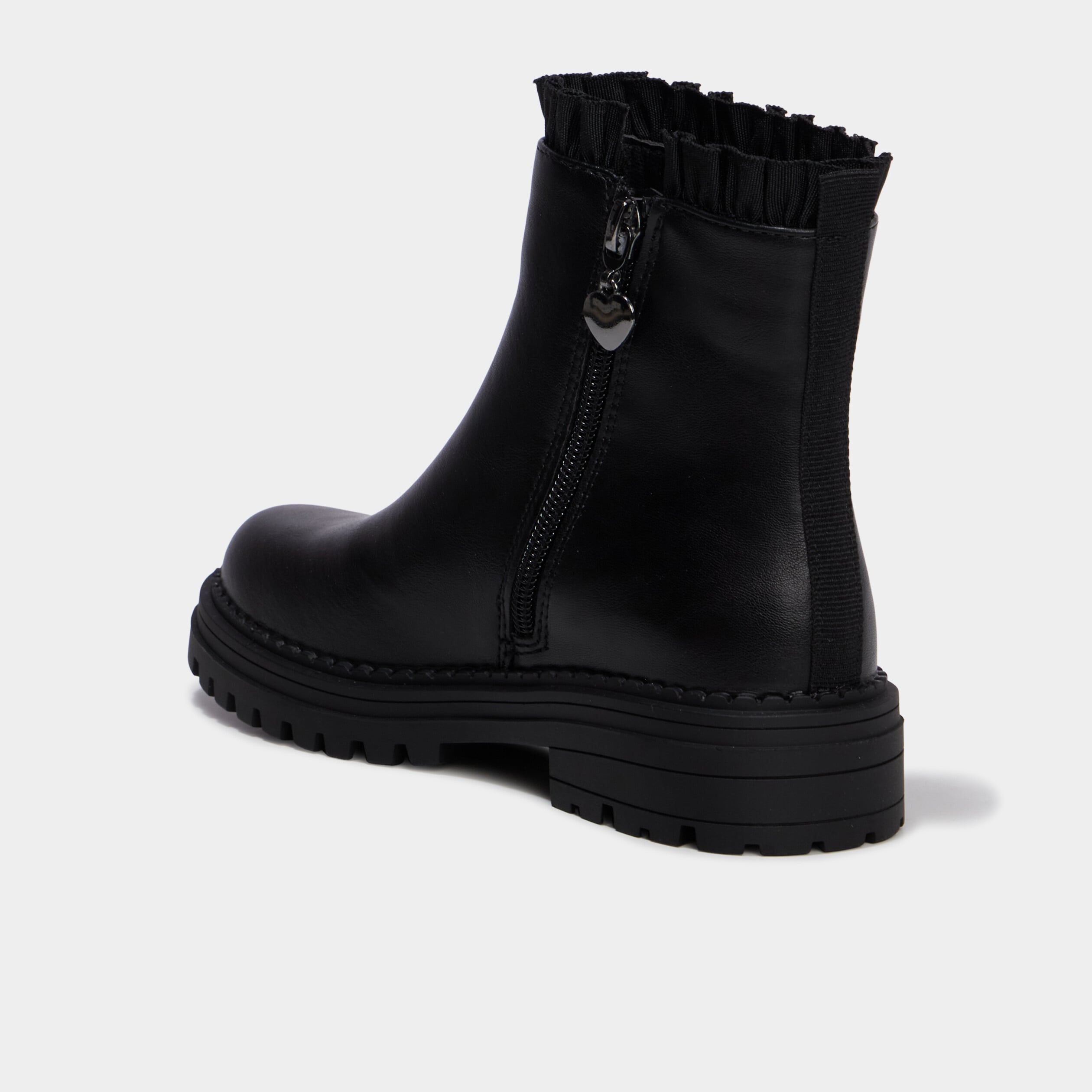Boots chelsea zipp&eacute;es avec volants noir fille