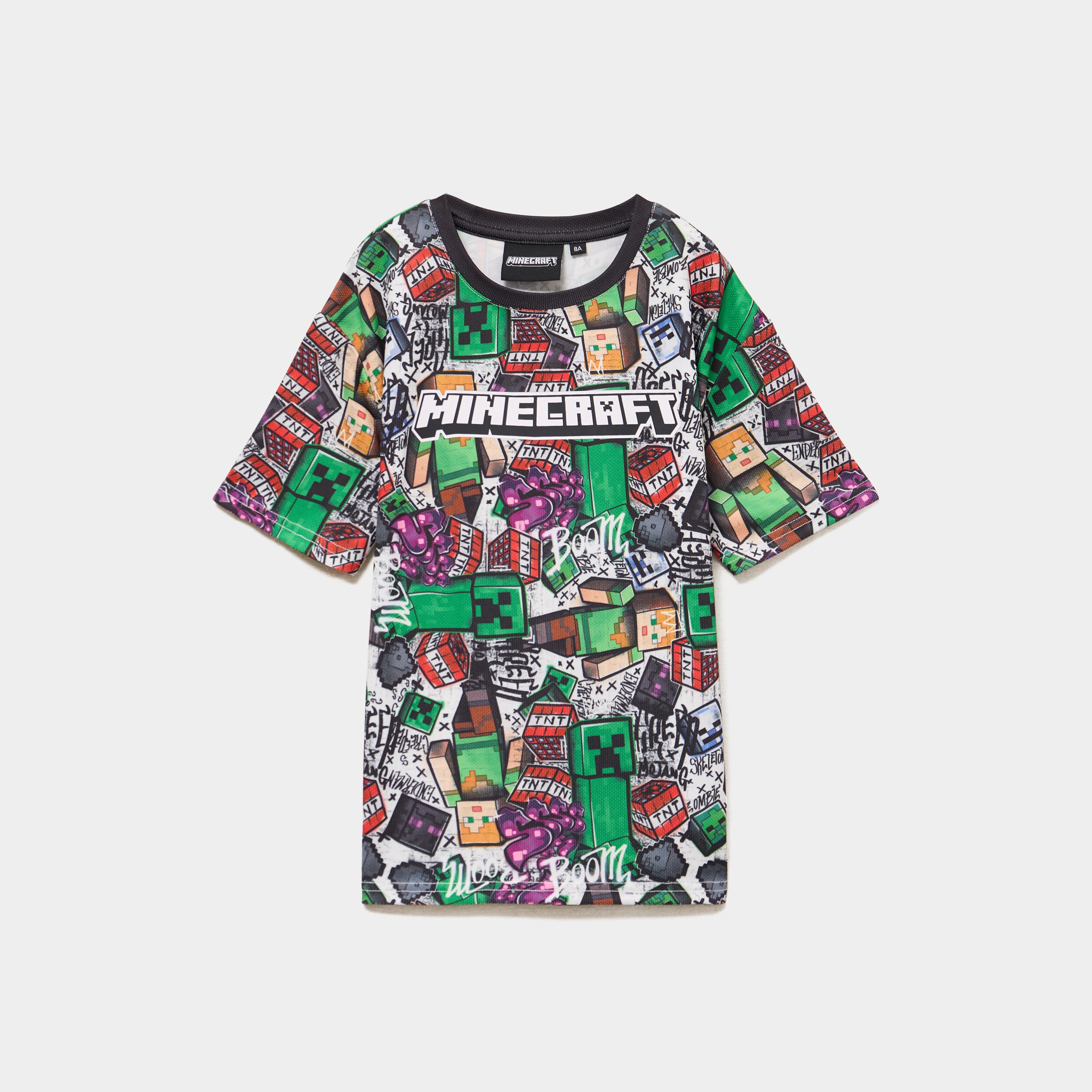 T-shirt droit manches courtes Minecraft multicolore gar&ccedil;on