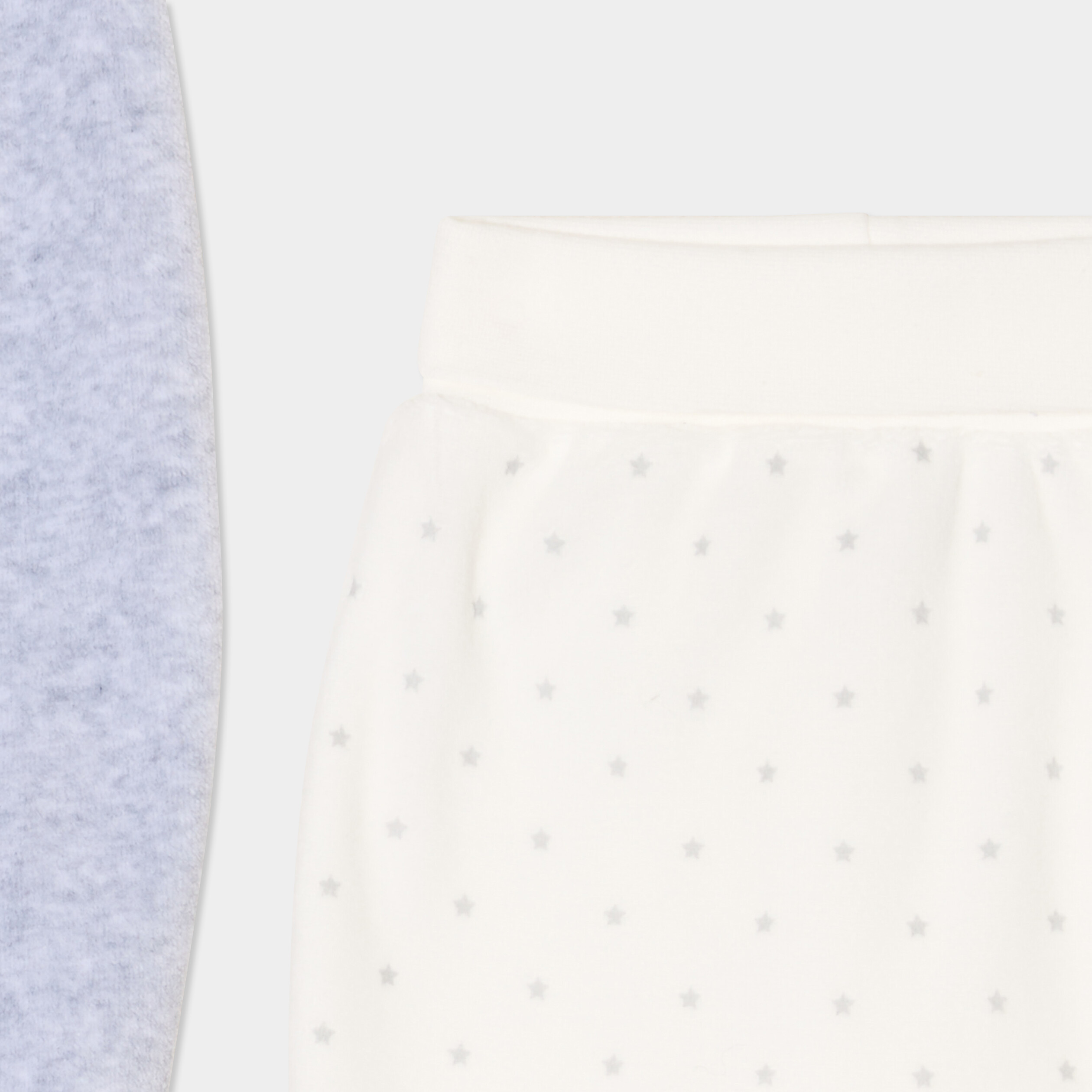 Lot 2 pantalons effet velours coton blanc b&eacute;b&eacute;