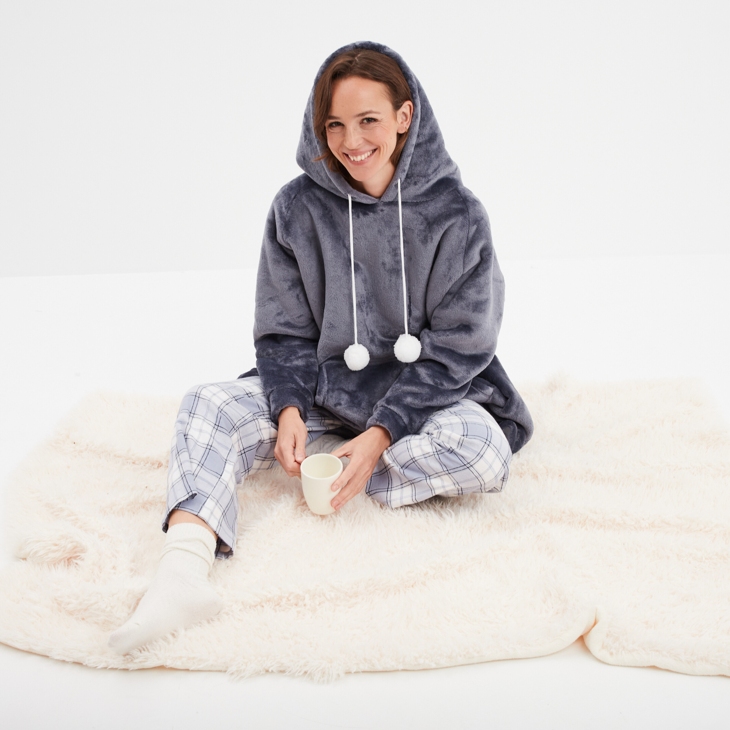 pantalon de pyjama en coton ajusable bleu femme Pantalon de pyjama en coton ajusable bleu femme