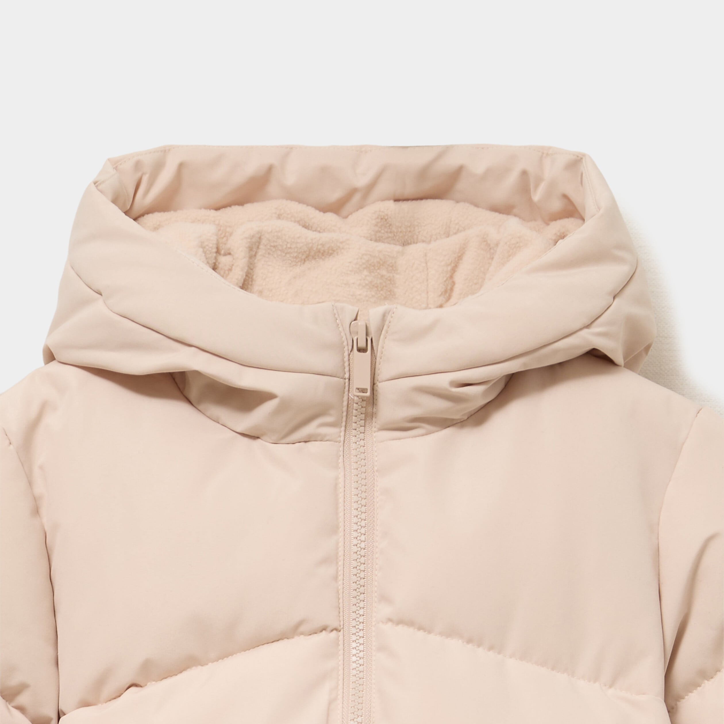 Doudoune chaude &agrave; capuche beige fille
