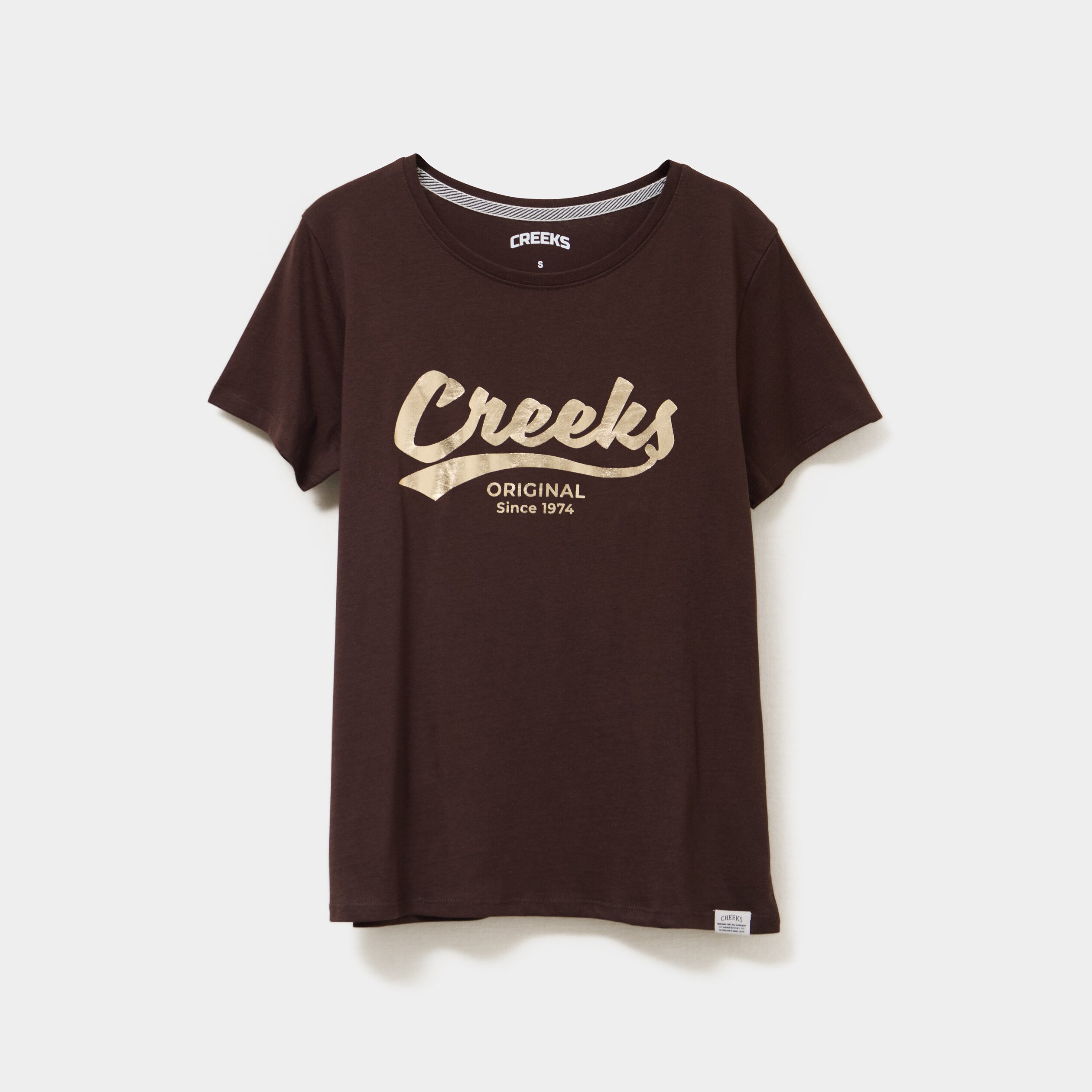 t shirt col rond manches courtes creeks marron fonce femme T-shirt col rond manches courtes Creeks marron foncé femme