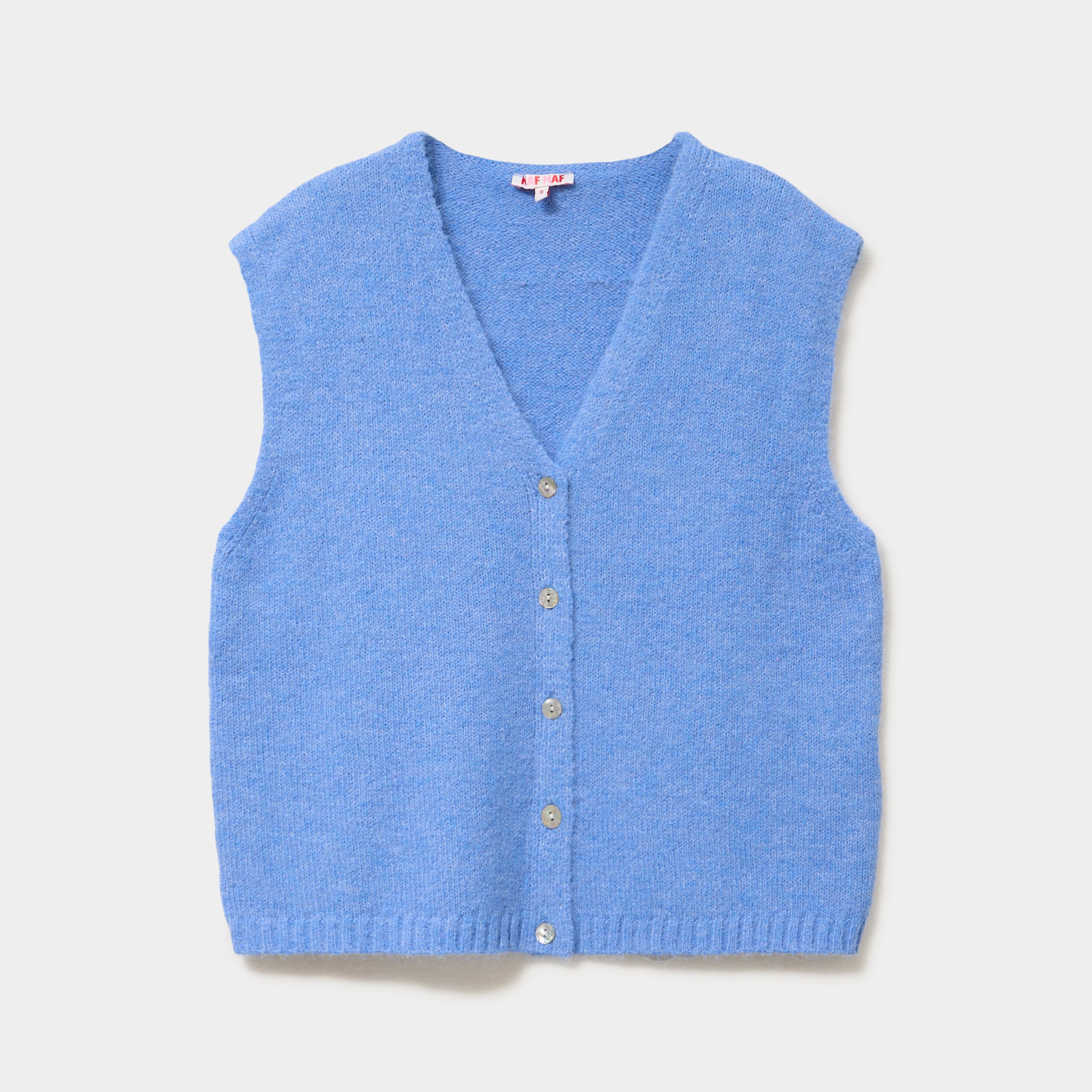 Gilet sans manches col V boutonn&eacute; bleu electrique femme