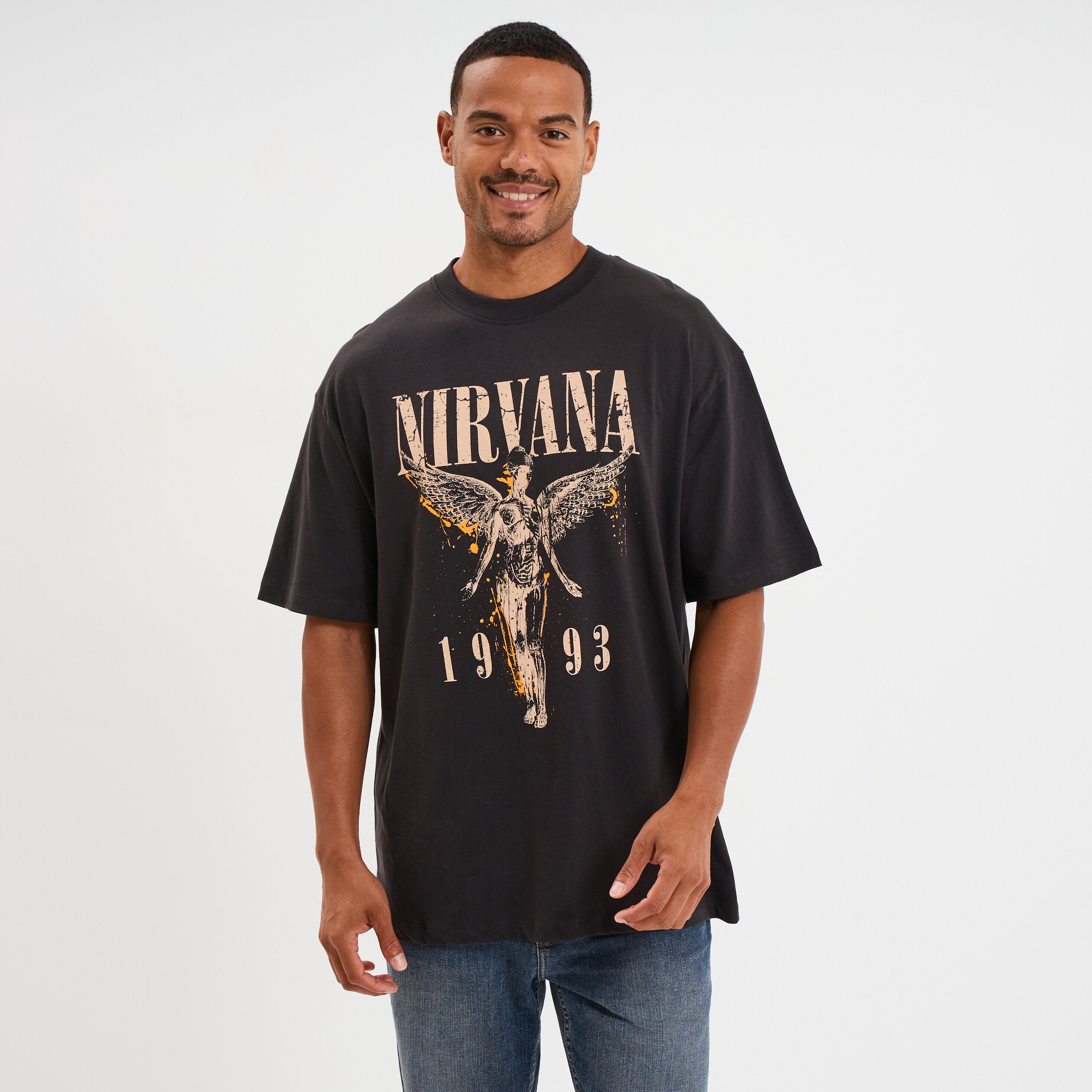 t shirt manches courtes coton nirvana gris fonce homme T-shirt manches courtes coton Nirvana gris foncé homme