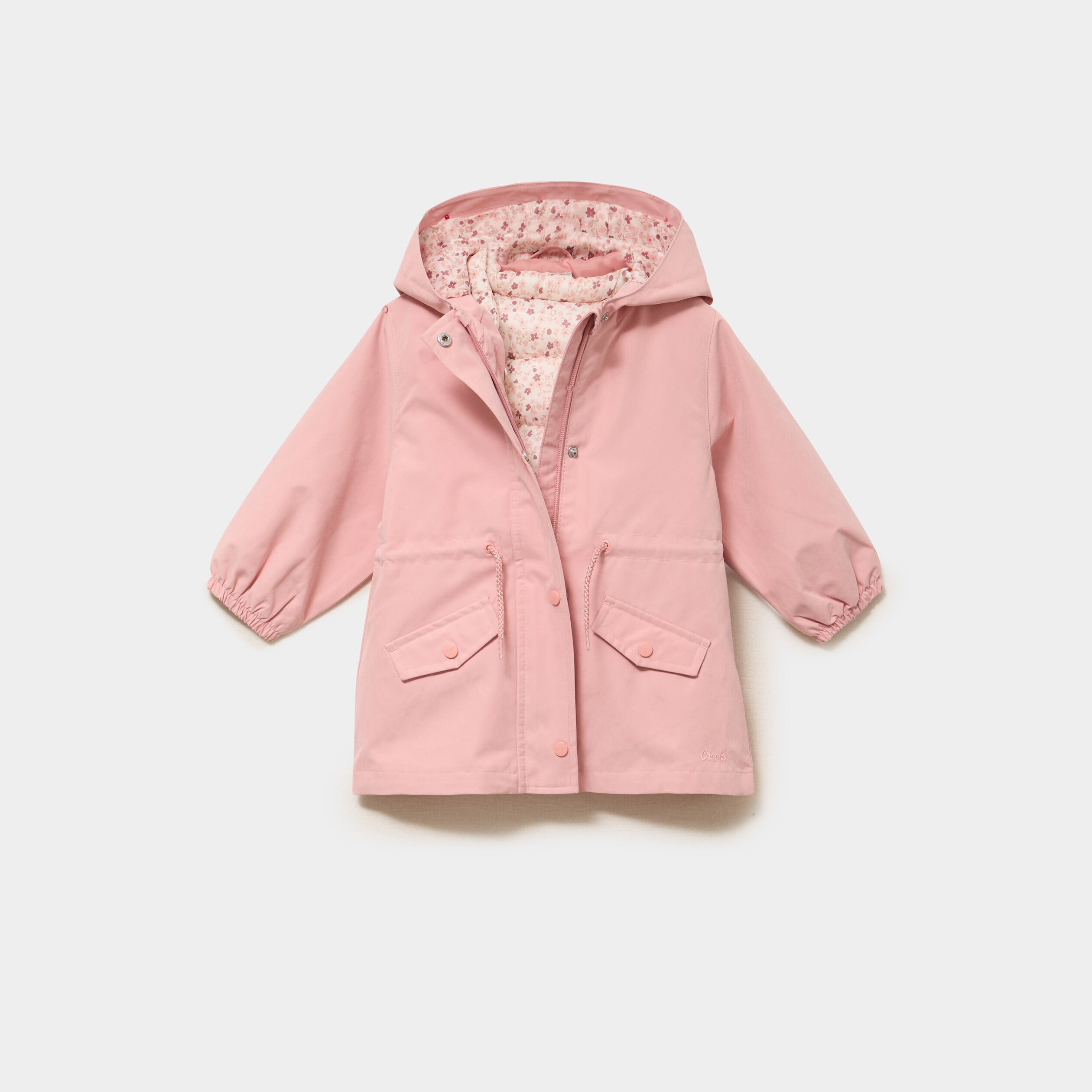 Parka 3 en 1 avec doudoune rose clair b&eacute;b&eacute; fille